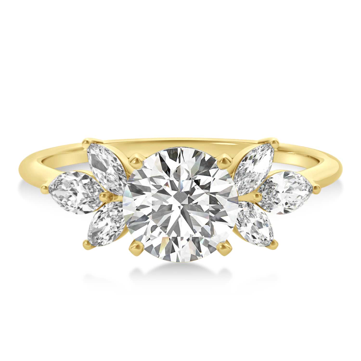 Diamond Marquise Floral Engagement Ring 14k Yellow Gold (0.50ct)