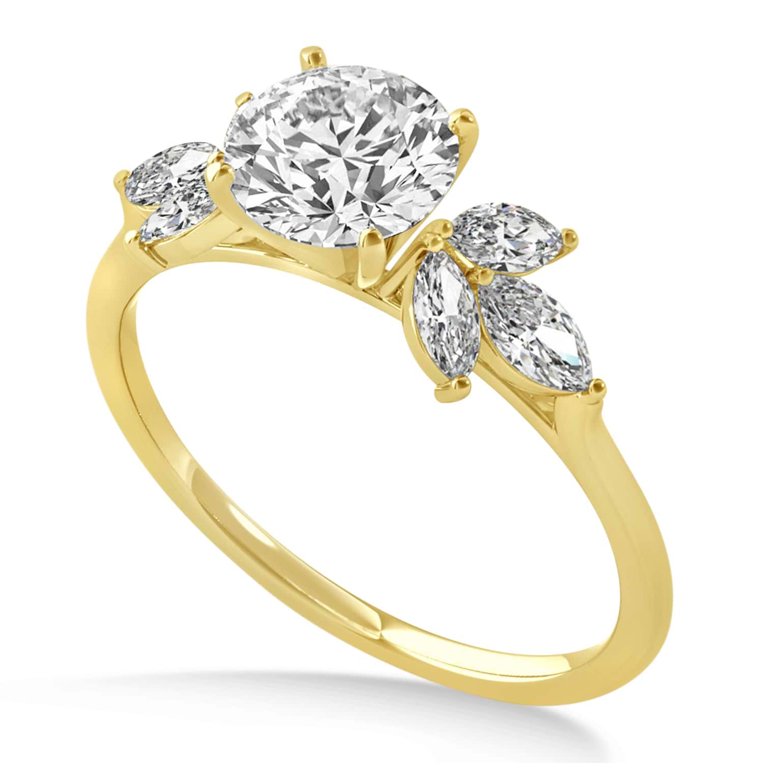 Diamond Marquise Floral Engagement Ring 14k Yellow Gold (0.50ct)