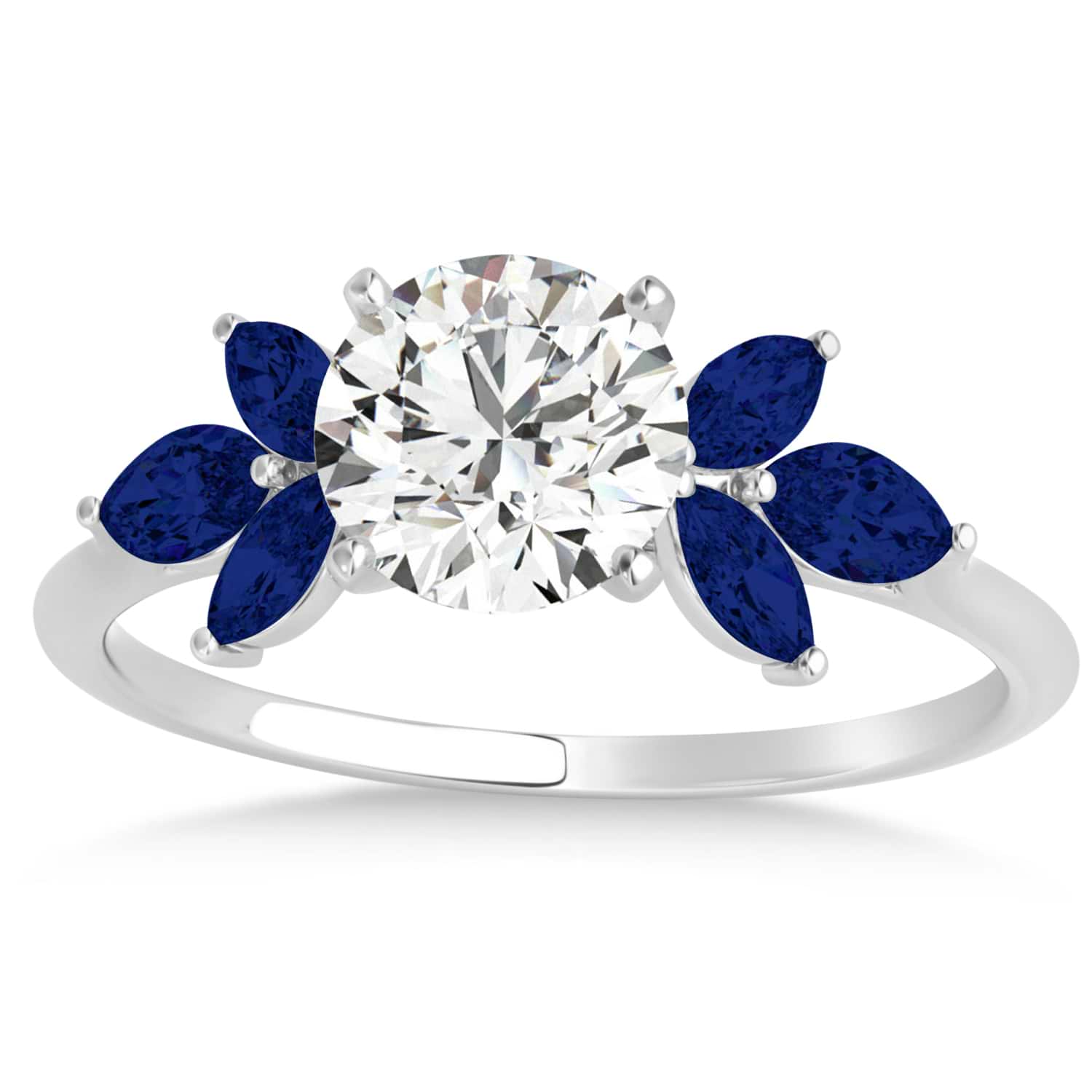 14kt Yellow Gold Flower Ring with Blue Montana Sapphire