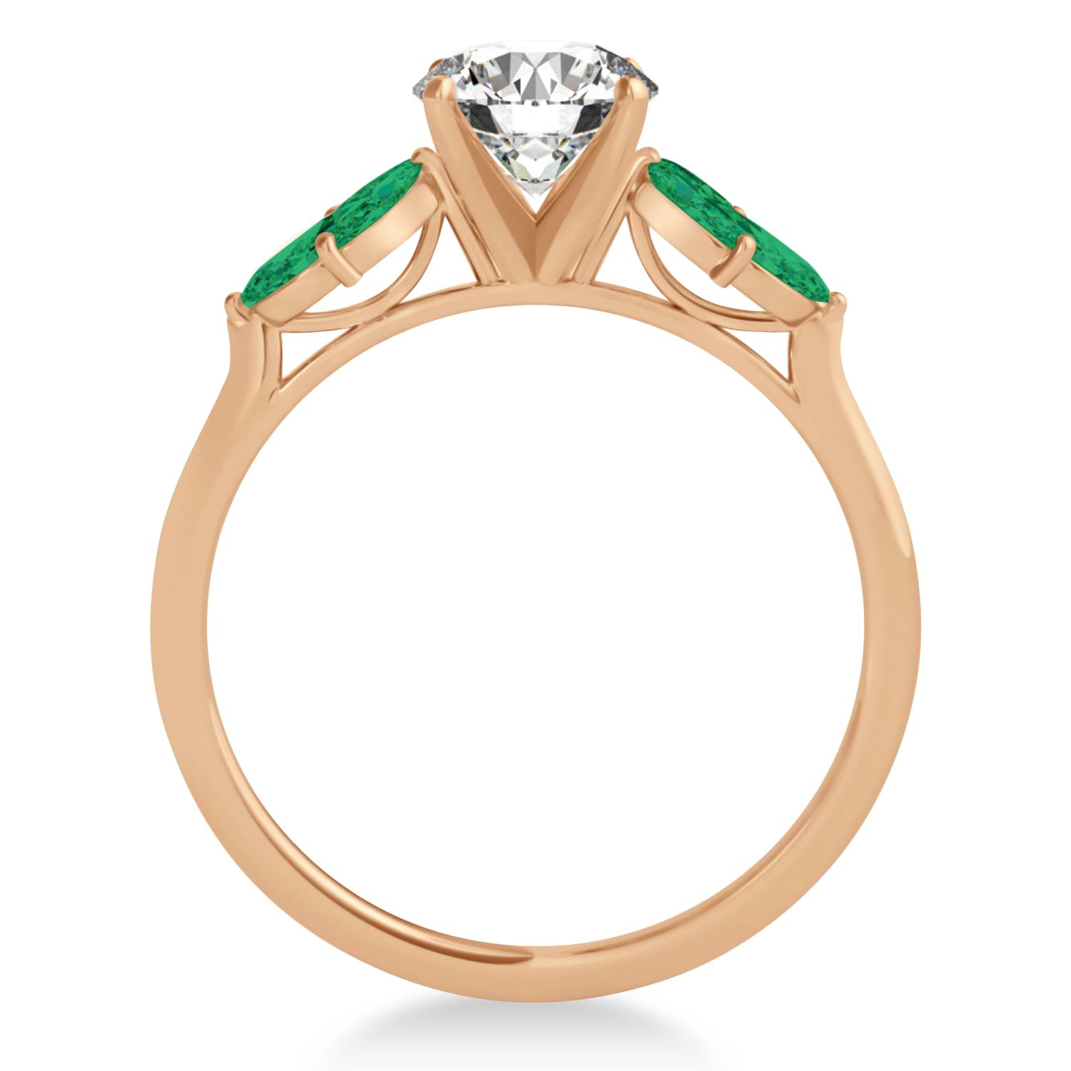 Emerald Marquise Floral Engagement Ring 14k Rose Gold (0.50ct)