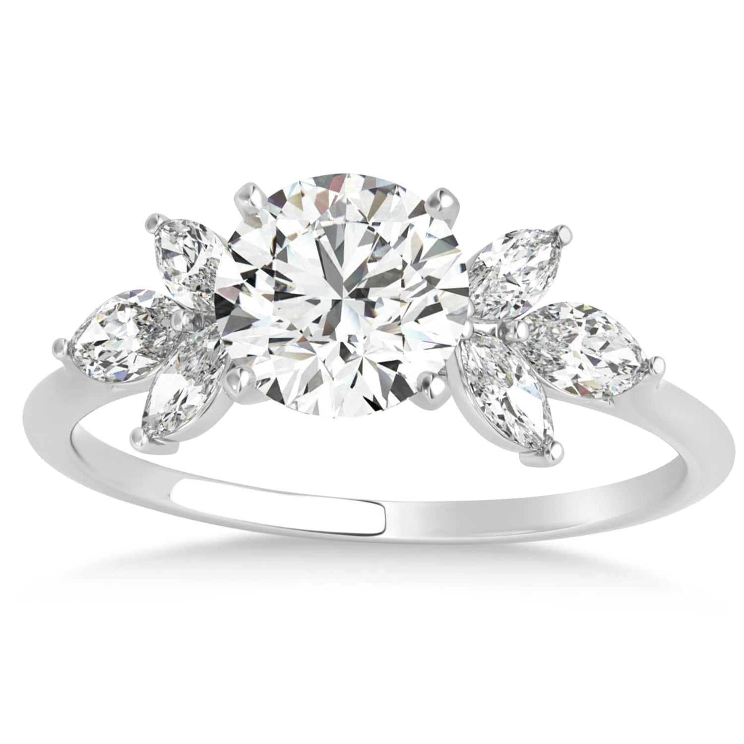 Lab Grown Diamond Marquise Floral Engagement Ring 14k White Gold (0.50ct)