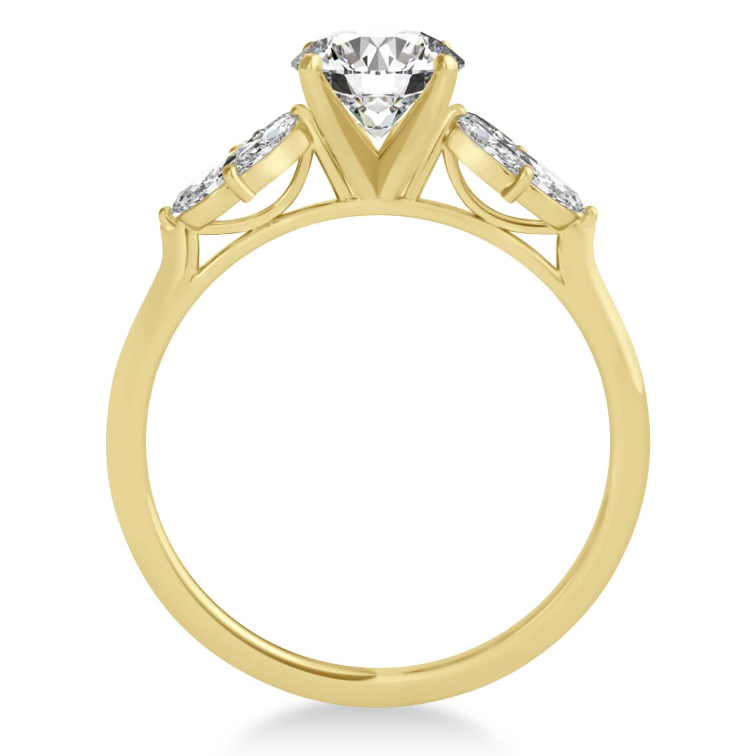 Lab Grown Diamond Marquise Floral Engagement Ring 14k Yellow Gold (0.50ct)