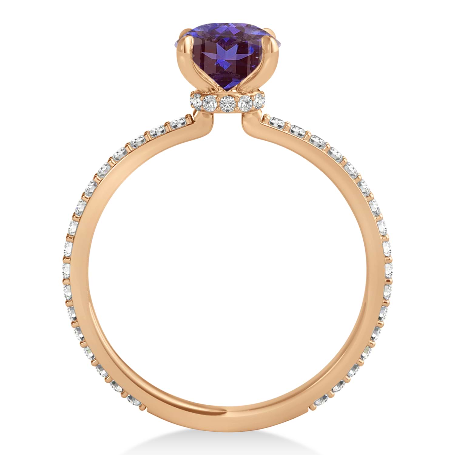 Emerald Alexandrite & Diamond Hidden Halo Engagement Ring 18k Rose Gold (2.93ct)