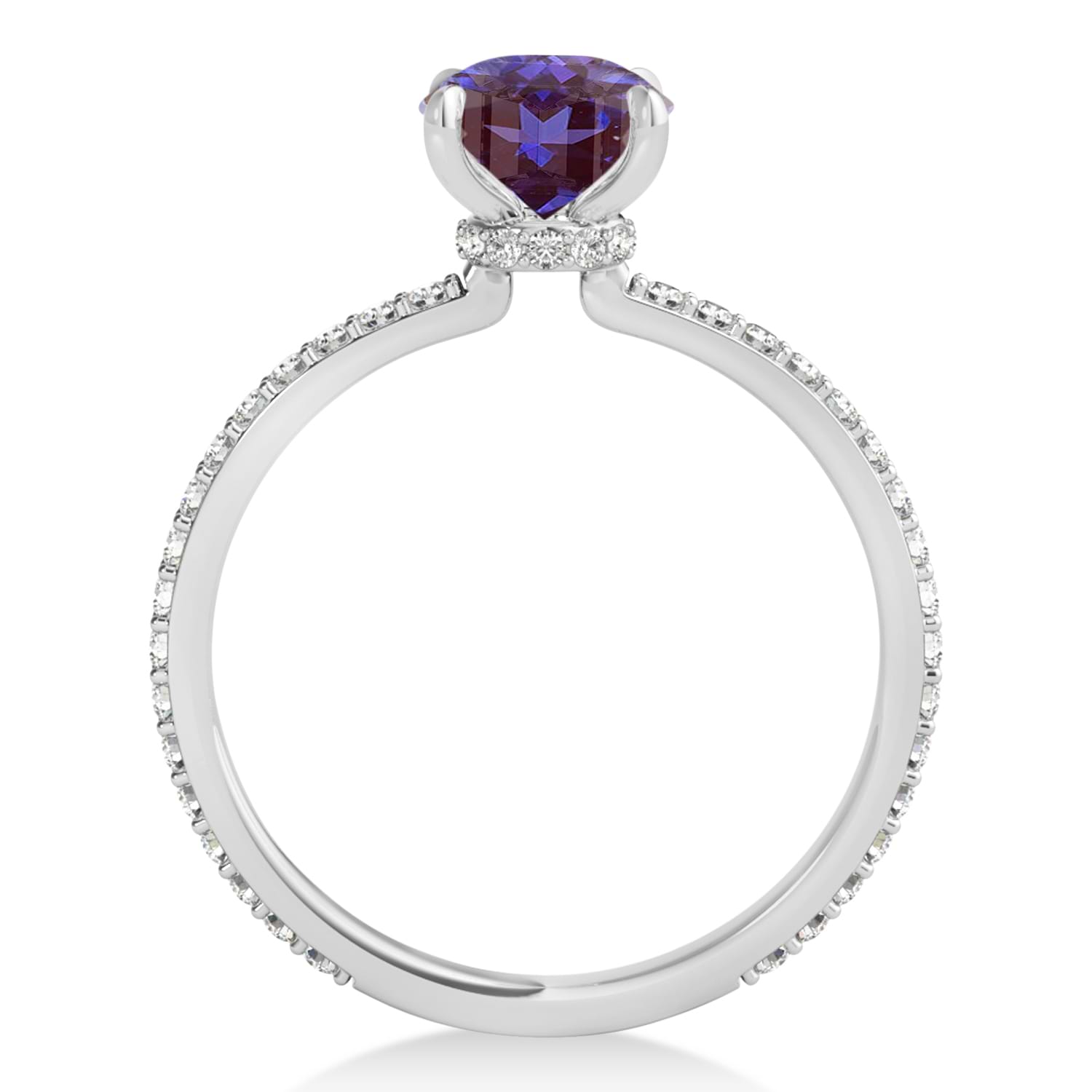 Emerald Alexandrite & Diamond Hidden Halo Engagement Ring Palladium (2.93ct)