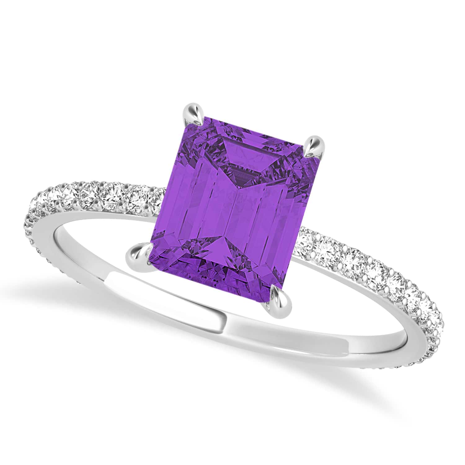 Emerald Amethyst & Diamond Hidden Halo Engagement Ring Platinum (2.93ct)