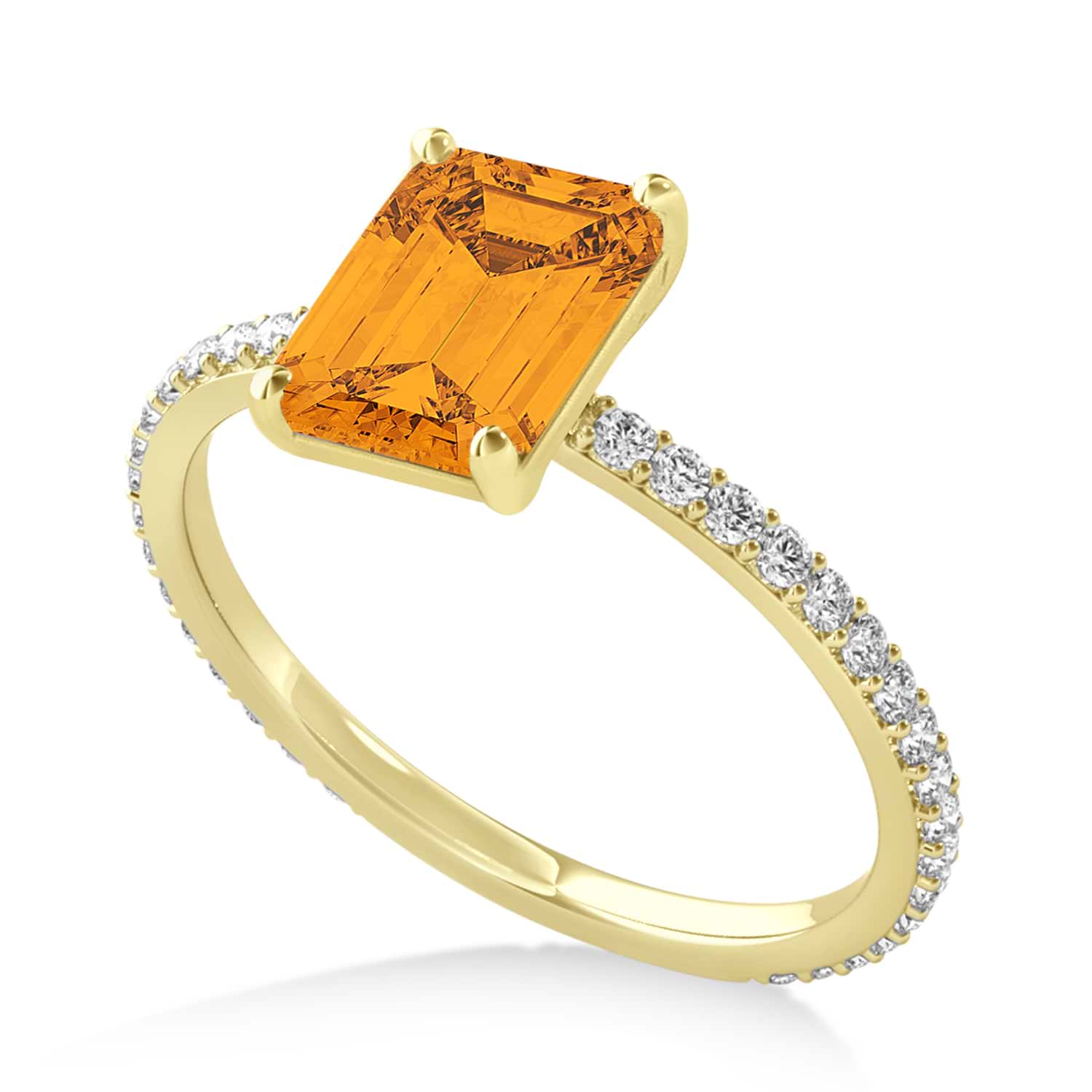 Emerald Citrine & Diamond Hidden Halo Engagement Ring 14k Yellow Gold (2.93ct)