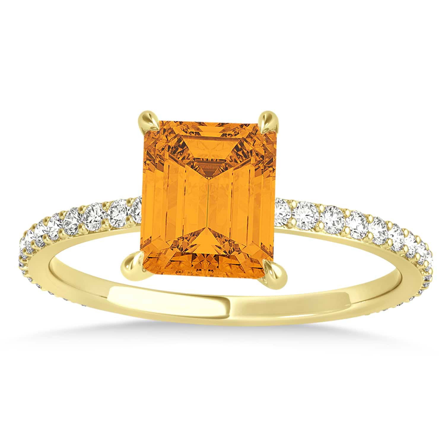Emerald Citrine & Diamond Hidden Halo Engagement Ring 14k Yellow Gold (2.93ct)