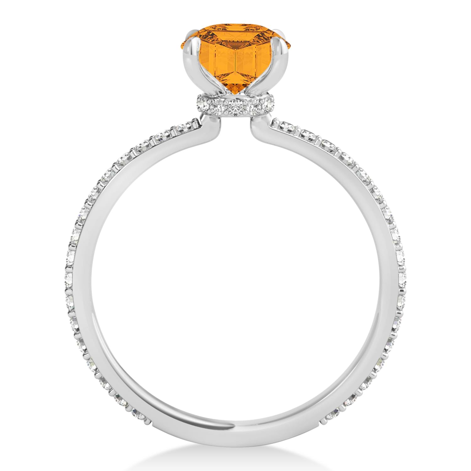 Emerald Citrine & Diamond Hidden Halo Engagement Ring 18k White Gold (2.93ct)