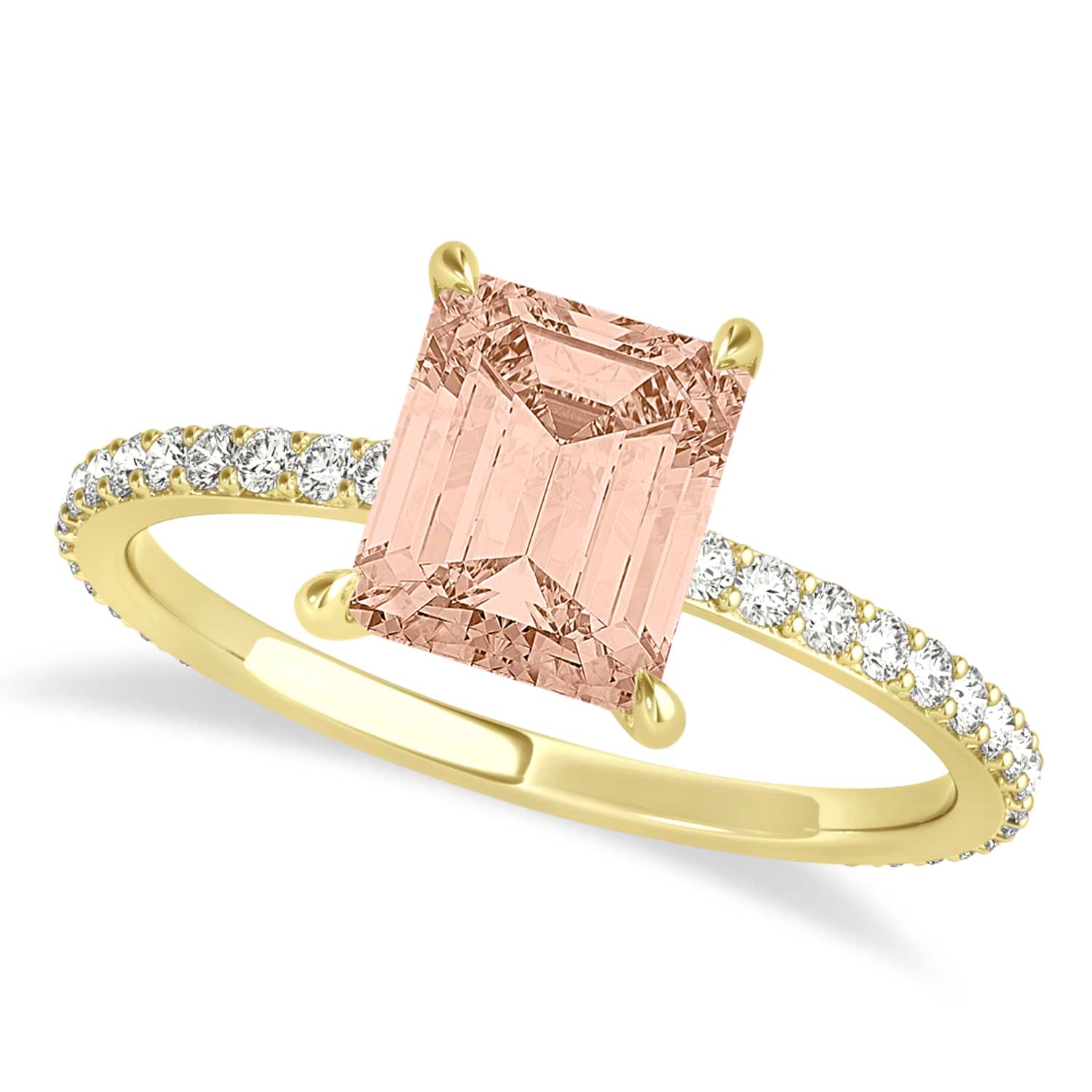 Emerald Morganite & Diamond Hidden Halo Engagement Ring 18k Yellow Gold (2.93ct)