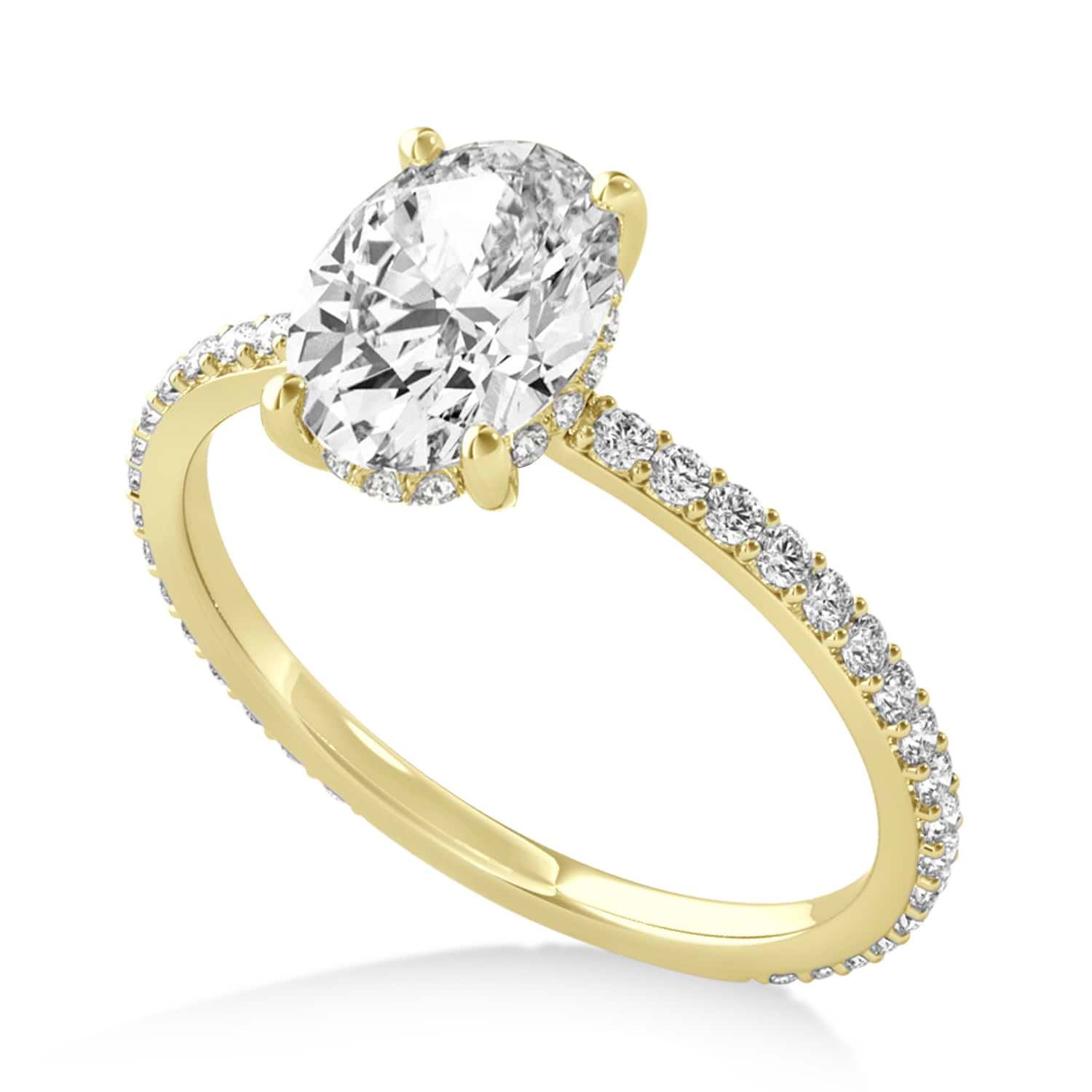Oval Diamond Hidden Halo Engagement Ring 14k Yellow Gold (0.76ct)