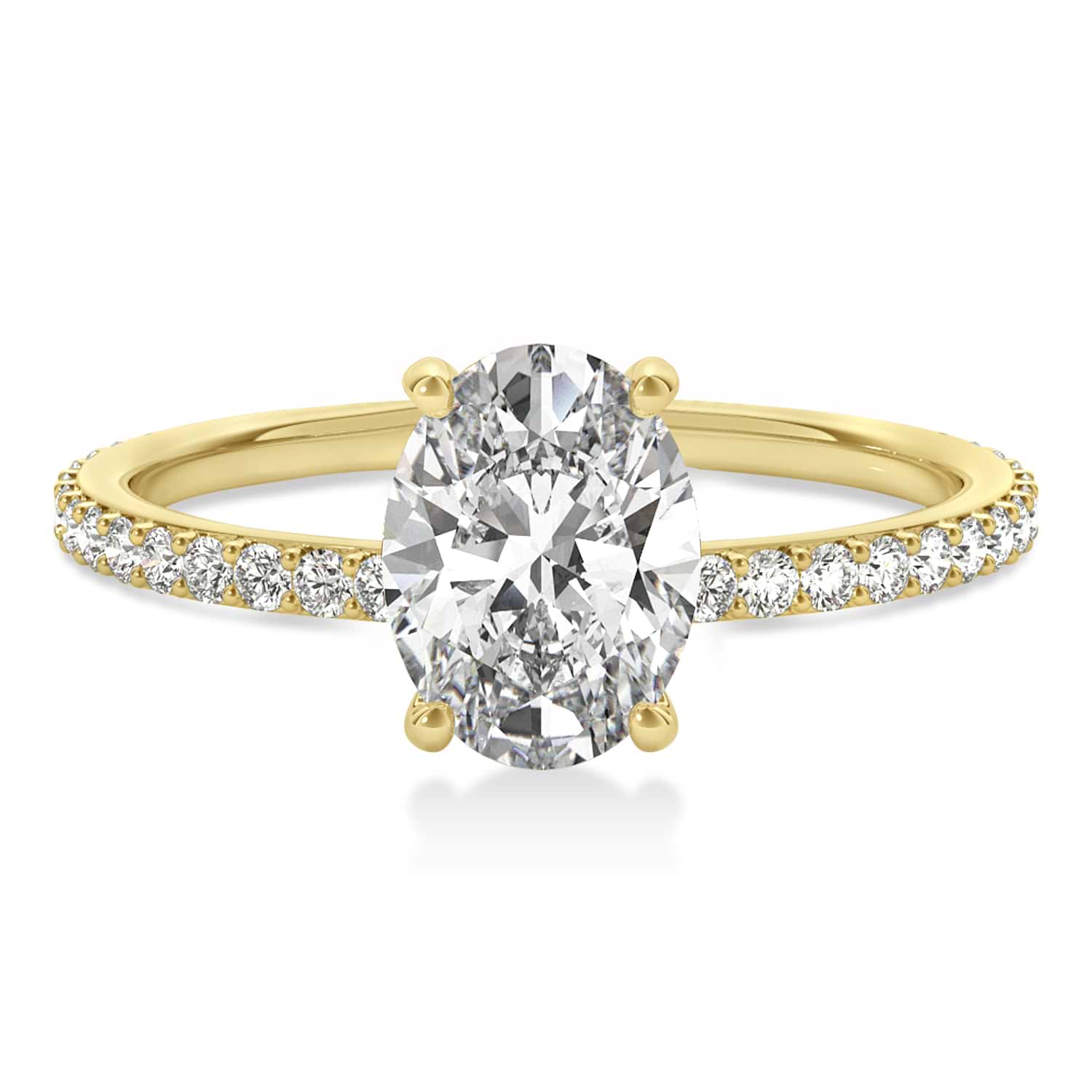 Oval Diamond Hidden Halo Engagement Ring 18k Yellow Gold (0.76ct)