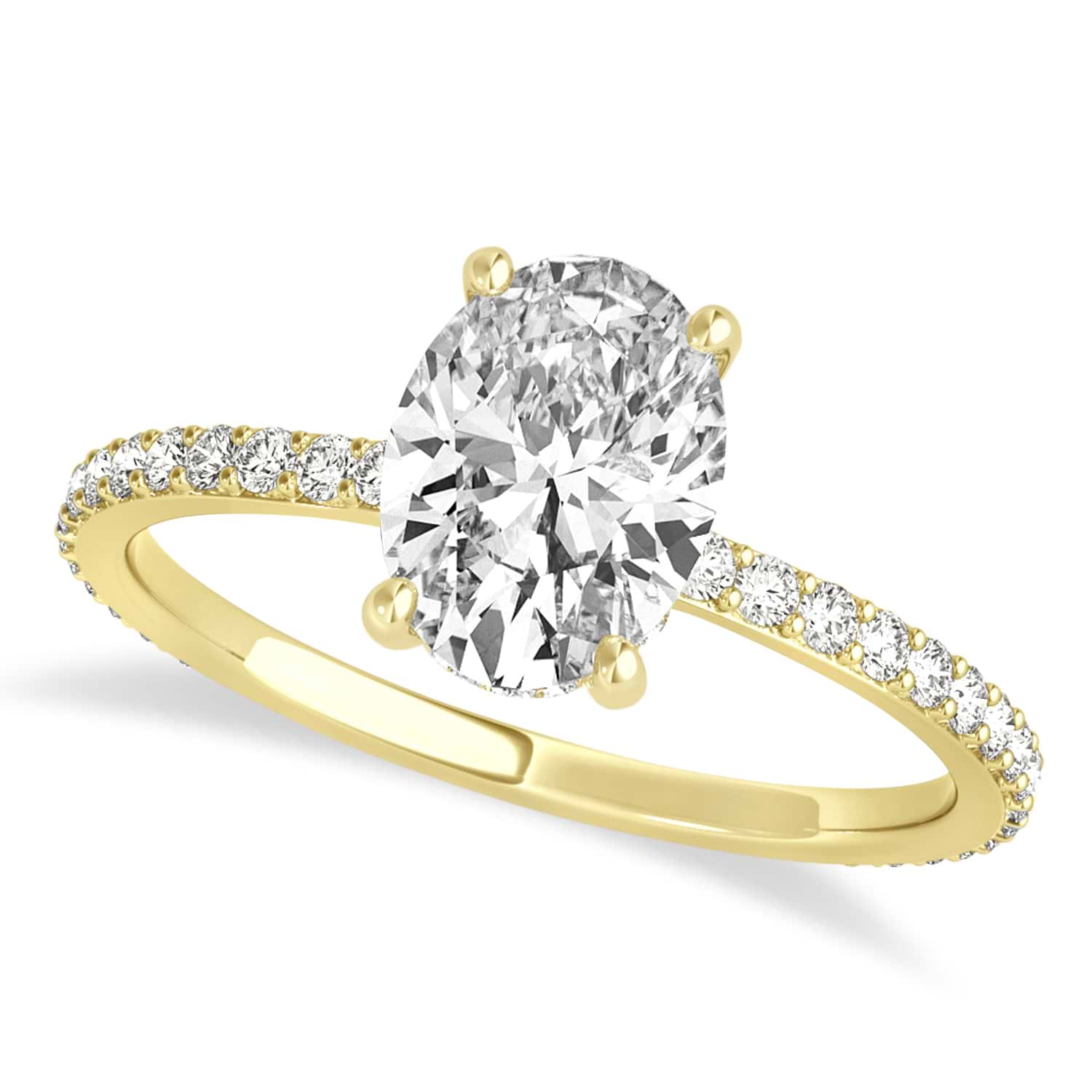 1.50 Carat Oval Lab Created Diamond Engagement Ring with Halo 6 / Yellow Gold
