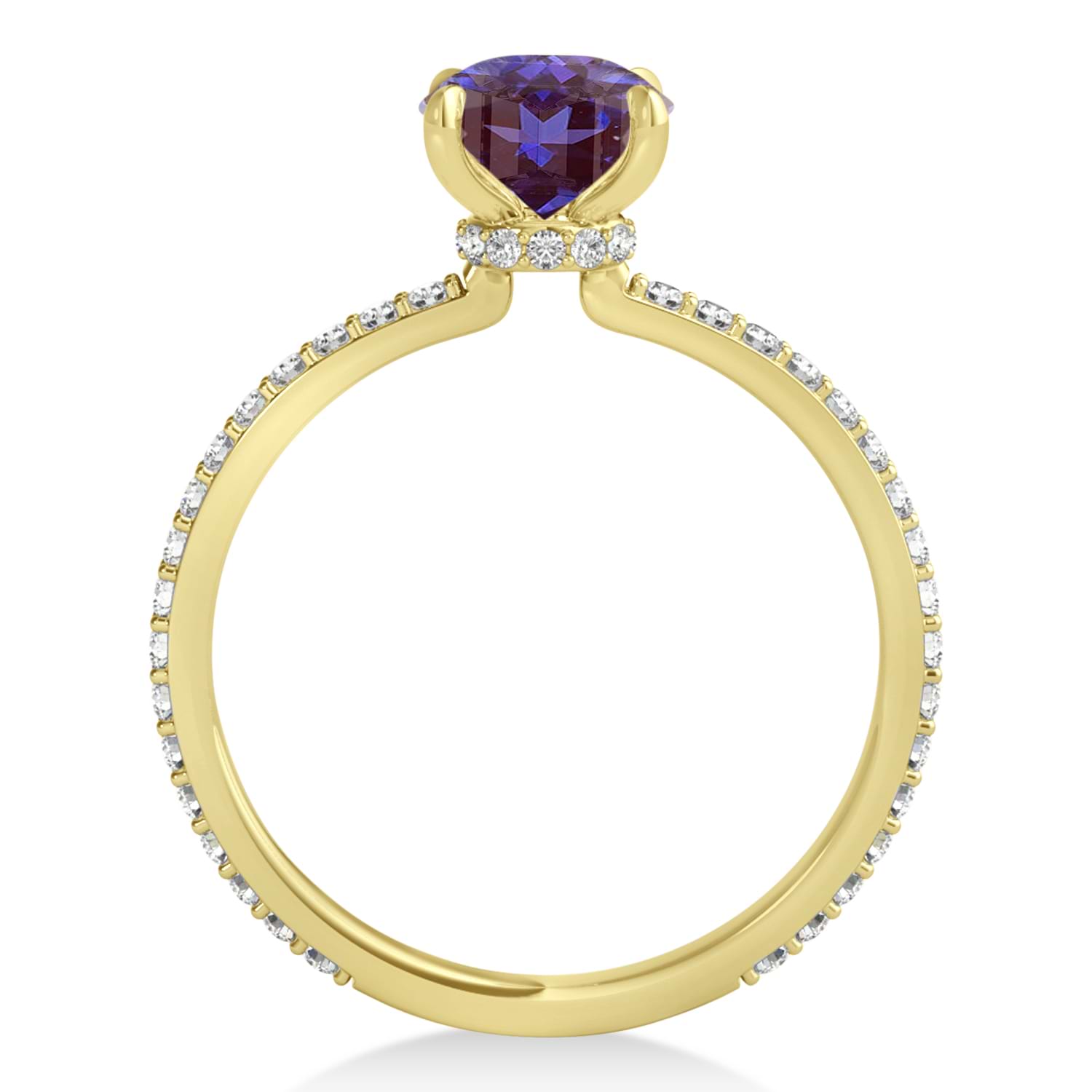 Oval Alexandrite & Diamond Hidden Halo Engagement Ring 14k Yellow Gold (0.76ct)
