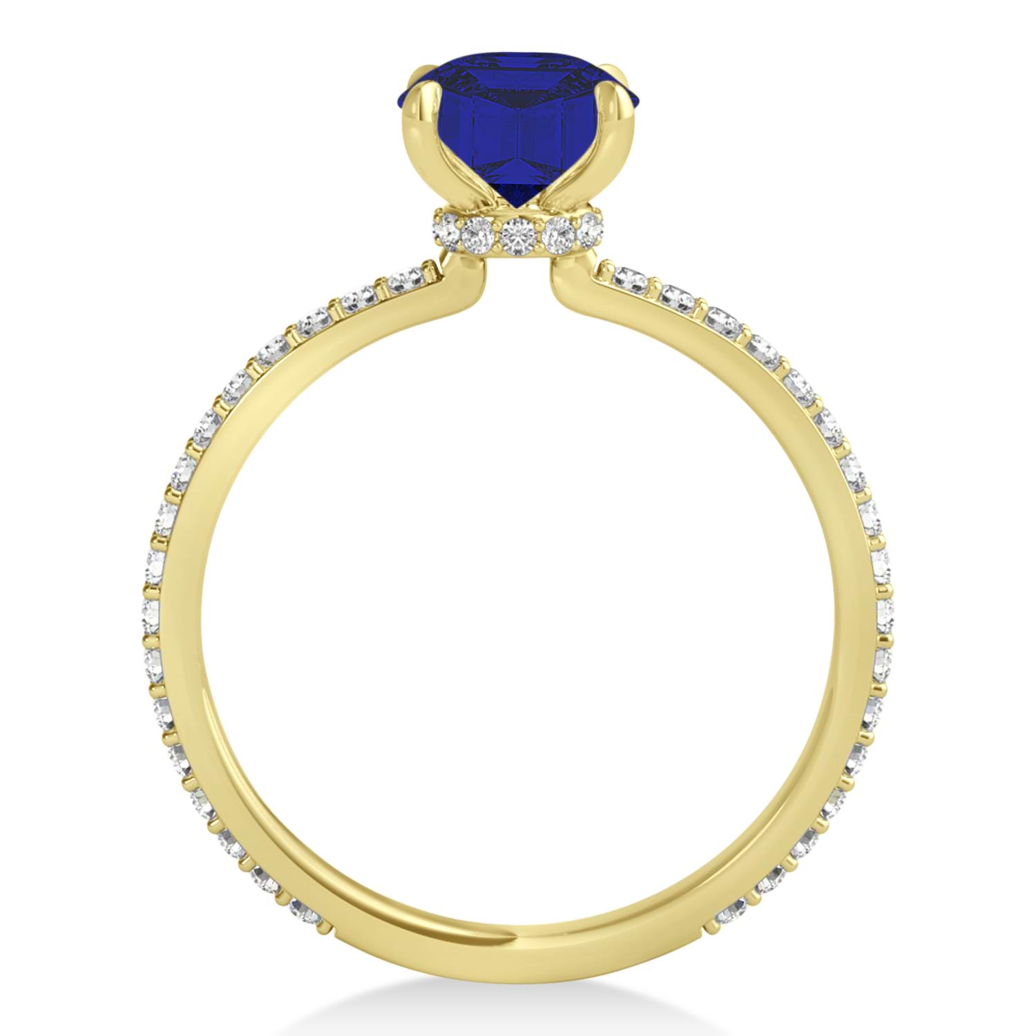Oval Blue Sapphire & Diamond Hidden Halo Engagement Ring 14k Yellow Gold (0.76ct)
