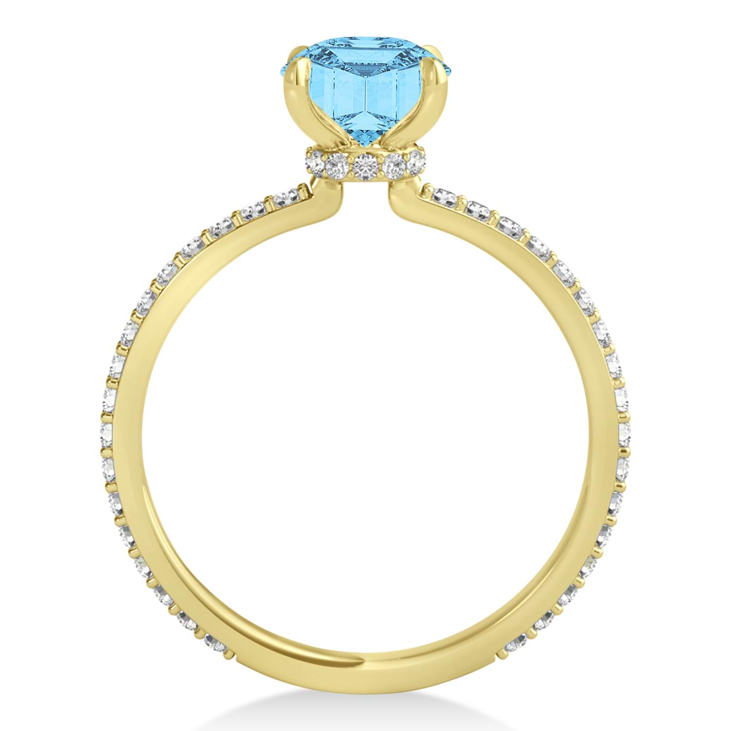 Oval Blue Topaz & Diamond Hidden Halo Engagement Ring 14k Yellow Gold (0.76ct)