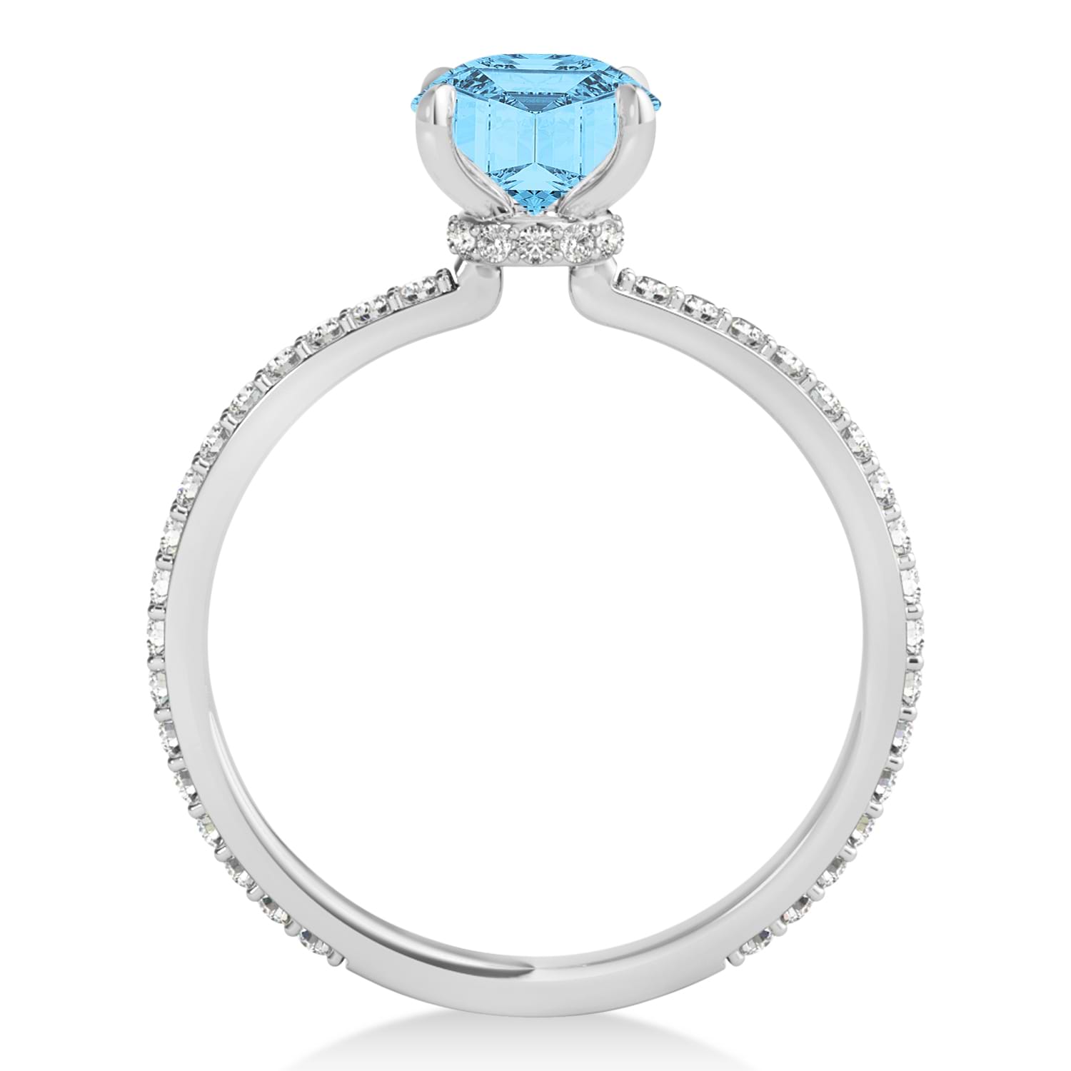 Oval Blue Topaz & Diamond Hidden Halo Engagement Ring Platinum (0.76ct)