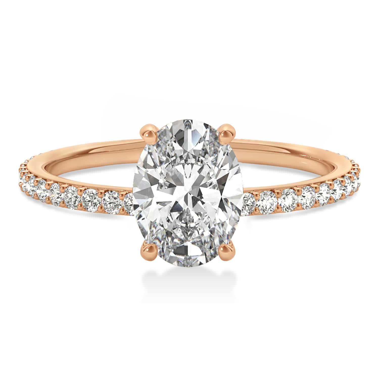 Oval Lab Grown Diamond Hidden Halo Engagement Ring 14k Rose Gold (1.00ct)