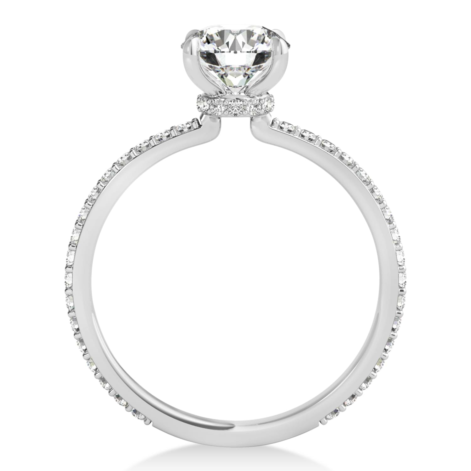 Oval Lab Grown Diamond Hidden Halo Engagement Ring 14k White Gold (0.76ct)