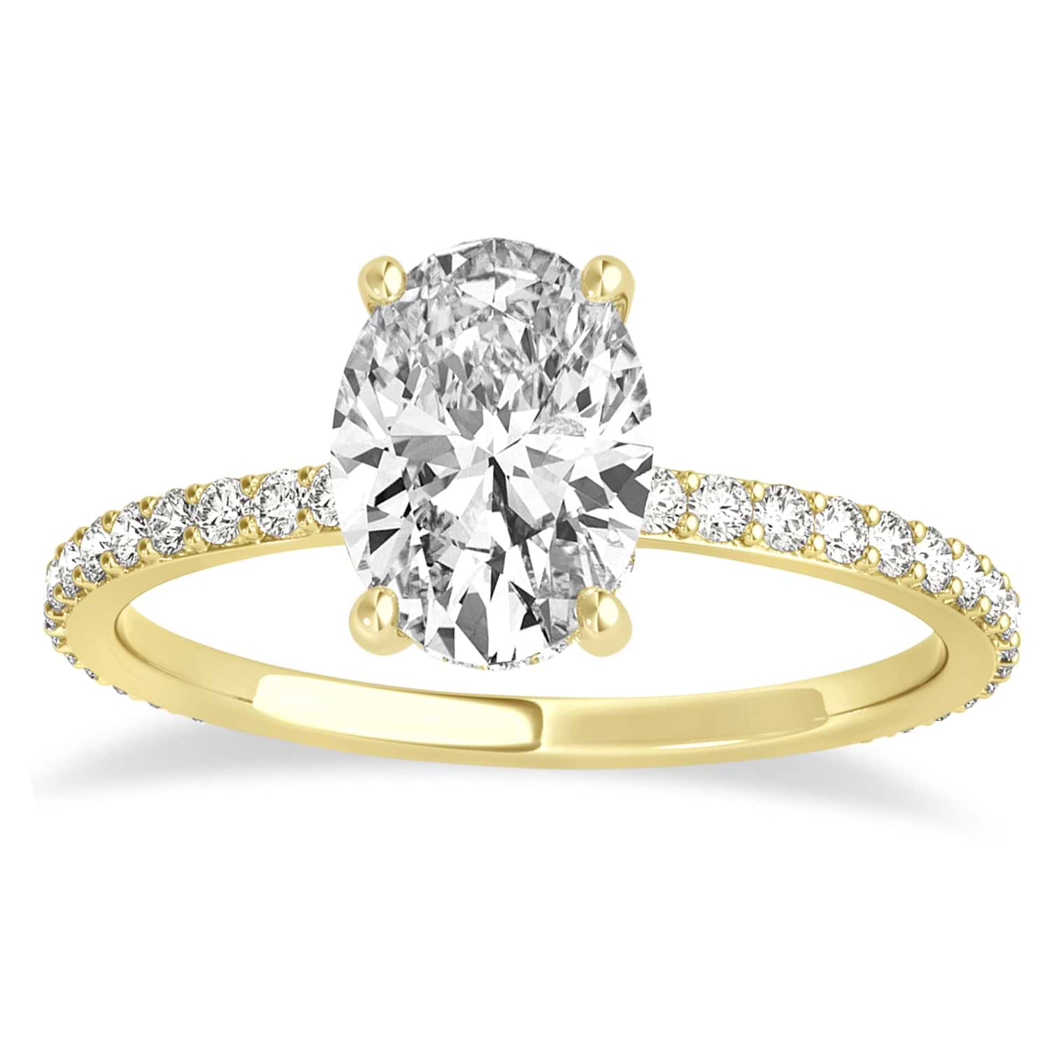 Oval Lab Grown Diamond Hidden Halo Engagement Ring 14k Yellow Gold (1.50ct)