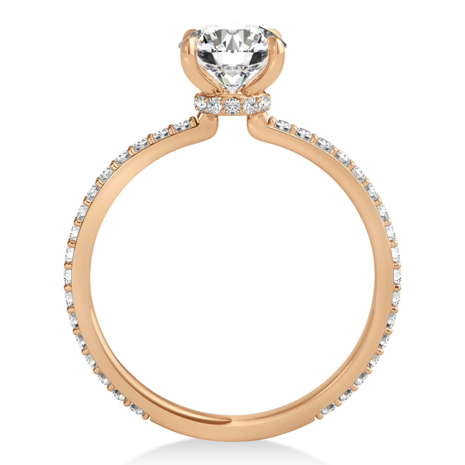 Oval Lab Grown Diamond Hidden Halo Engagement Ring 18k Rose Gold (3.00ct)
