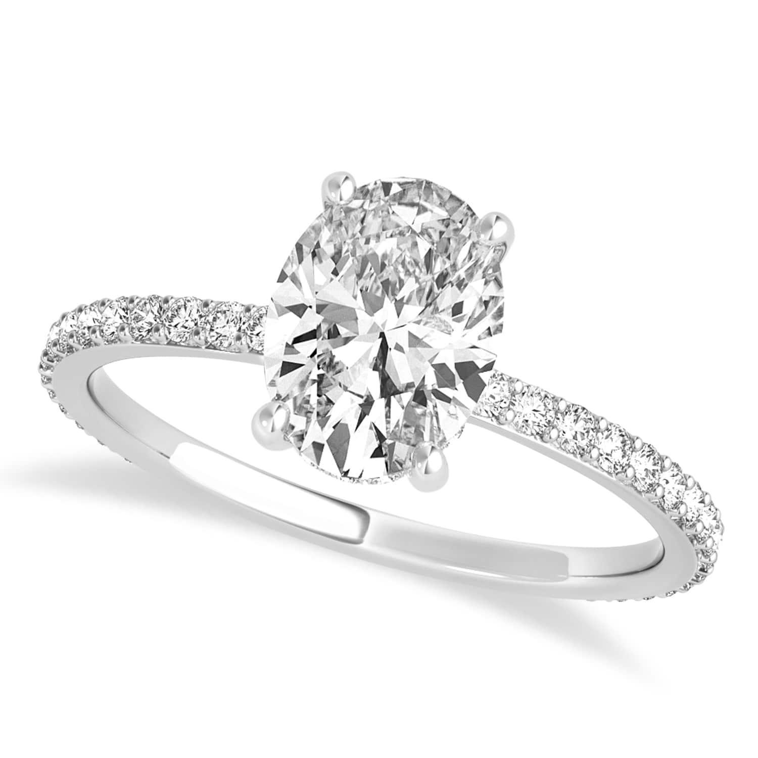 Oval Lab Grown Diamond Hidden Halo Engagement Ring Palladium (3.00ct)