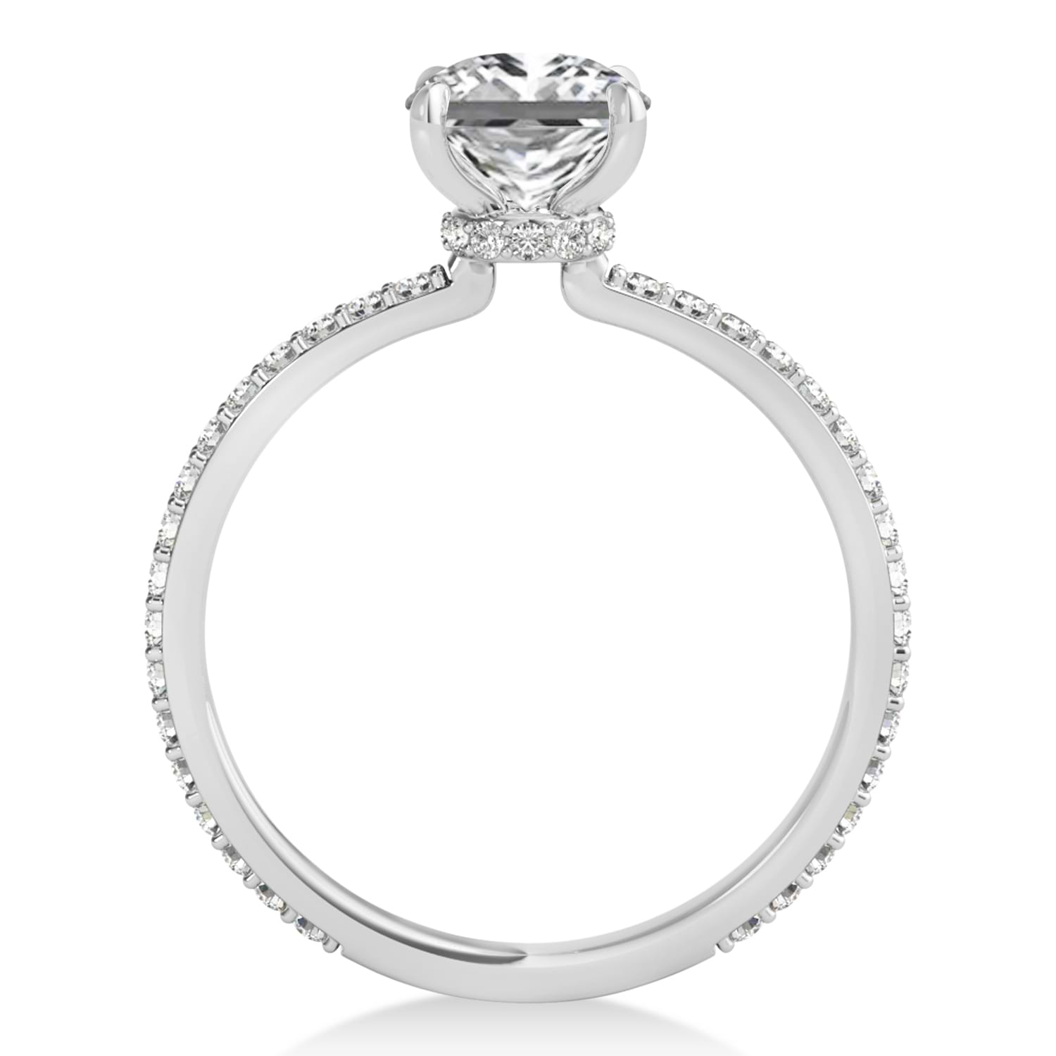Princess Diamond Hidden Halo Engagement Ring 18k White Gold (0.89ct)