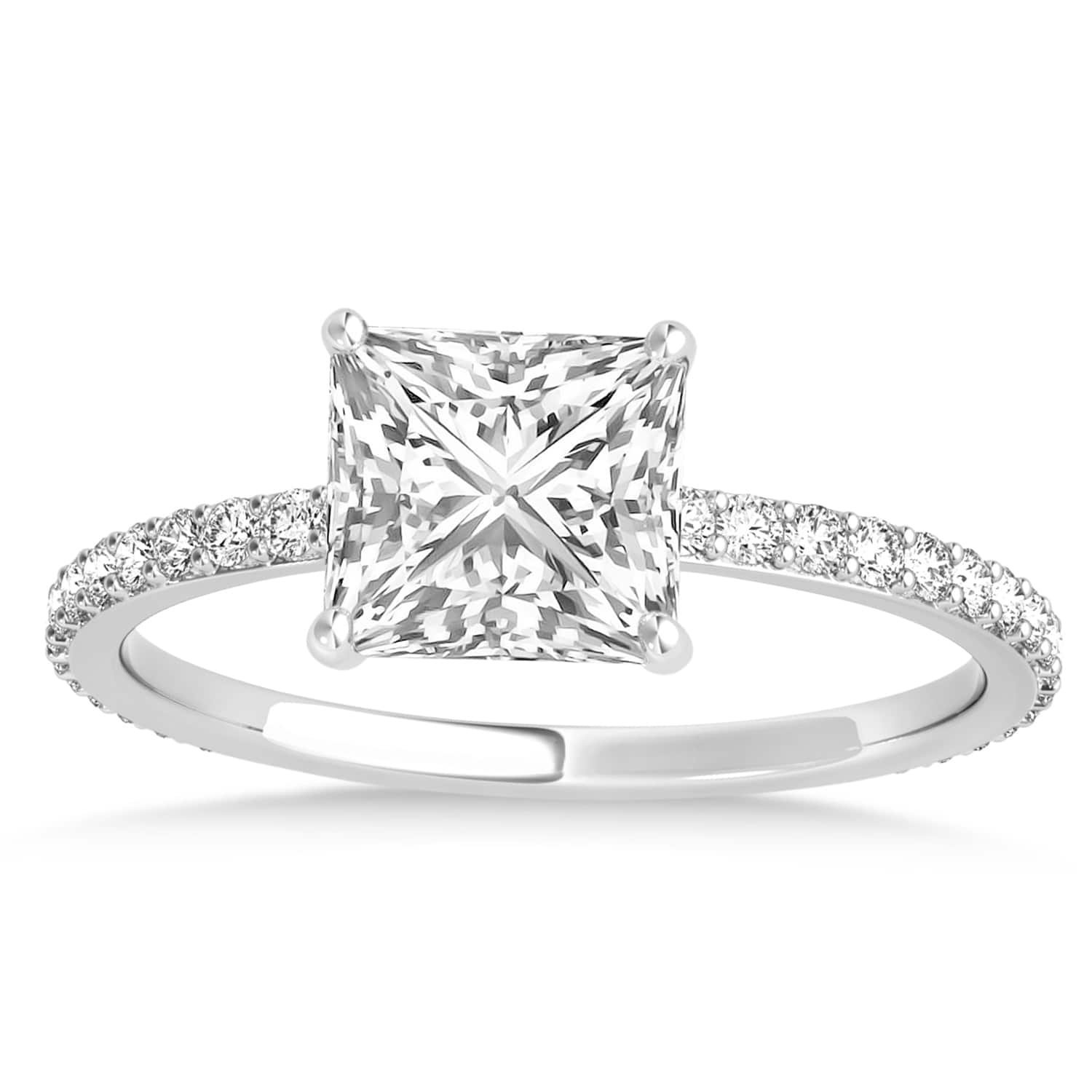 Princess Diamond Hidden Halo Engagement Ring 18k White Gold (0.89ct)