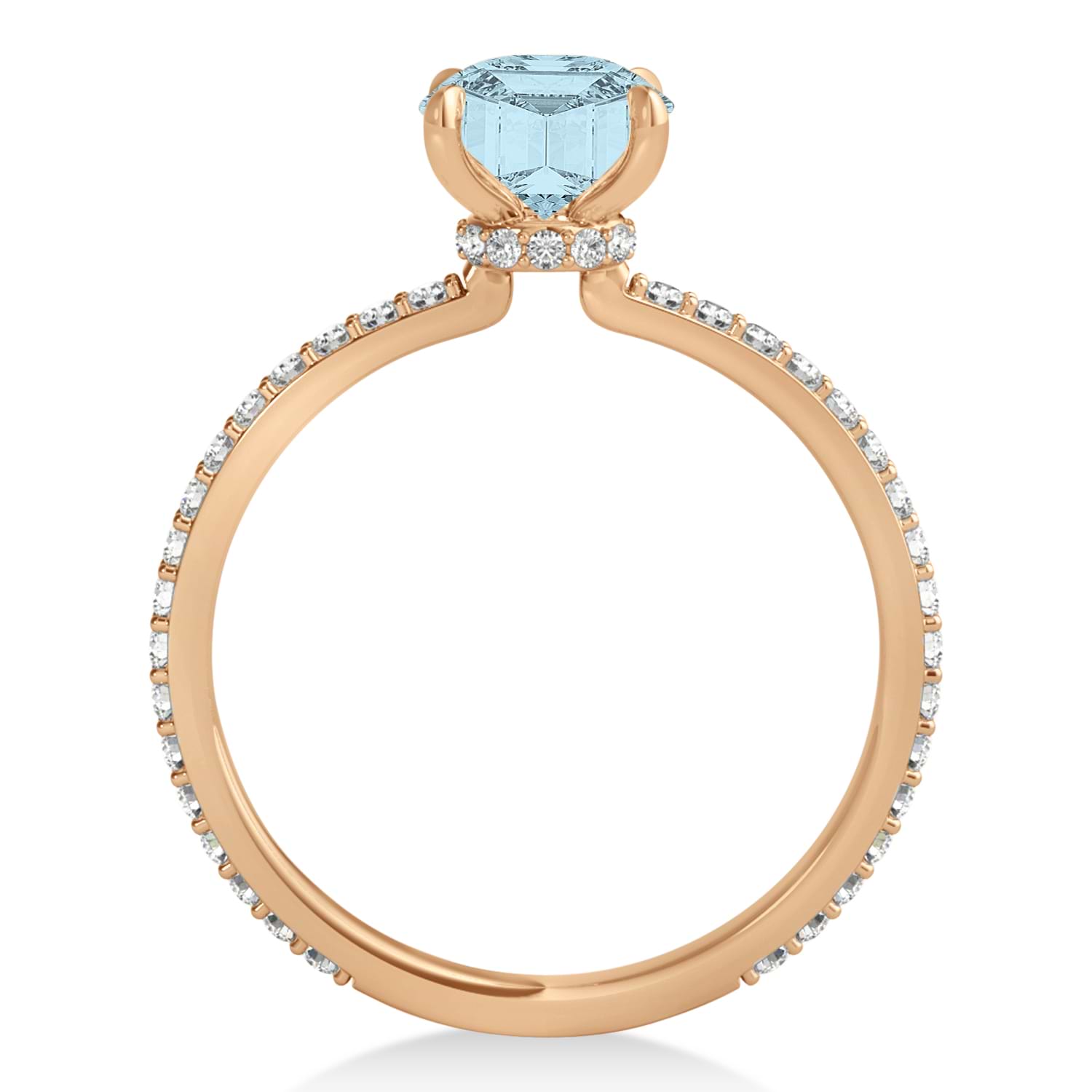 Round Aquamarine & Diamond Hidden Halo Engagement Ring 14k Rose Gold (1.68ct)