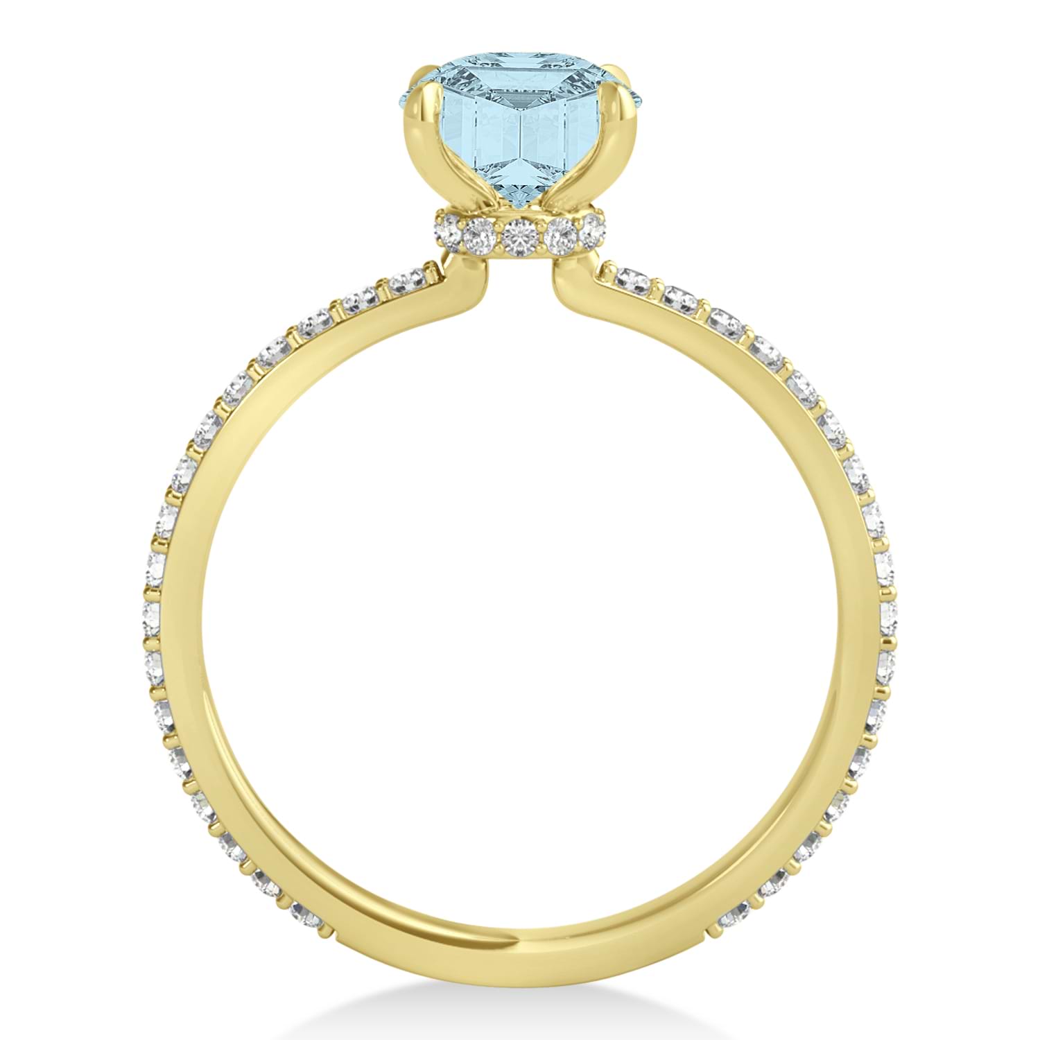 Round Aquamarine & Diamond Hidden Halo Engagement Ring 14k Yellow Gold (1.68ct)