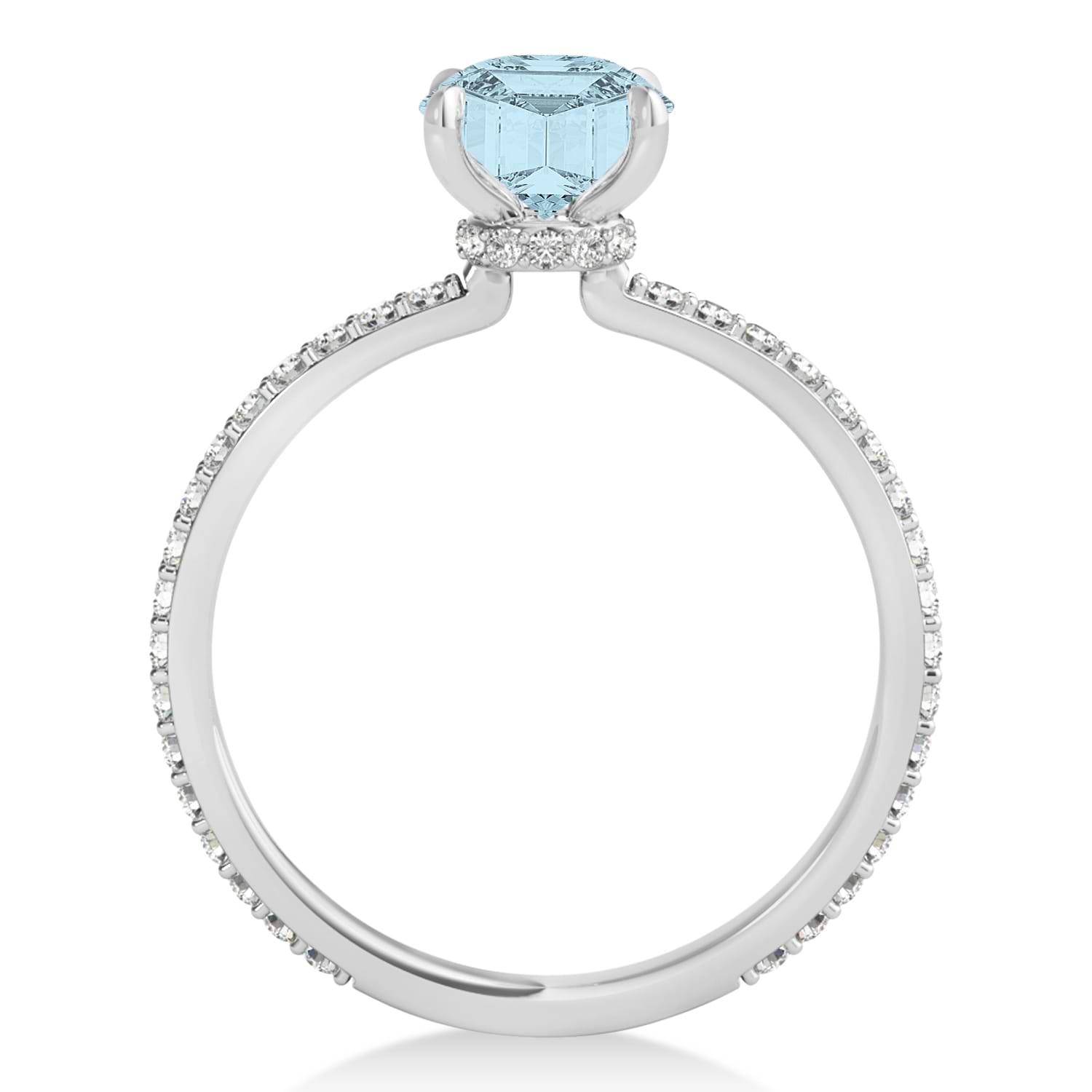 Round Aquamarine & Diamond Hidden Halo Engagement Ring Platinum (1.68ct)
