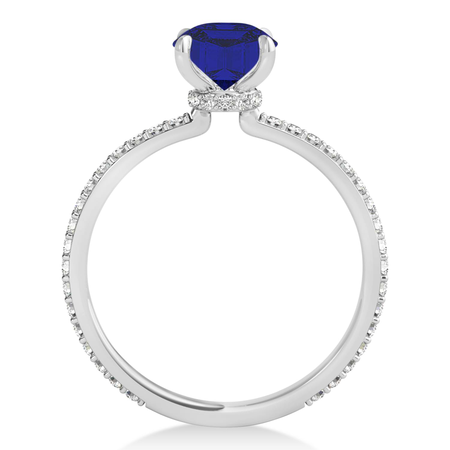 Round Blue Sapphire & Diamond Hidden Halo Engagement Ring Platinum (1.68ct)