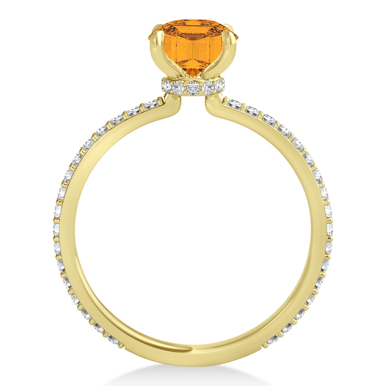 Round Citrine & Diamond Hidden Halo Engagement Ring 14k Yellow Gold (1.68ct)
