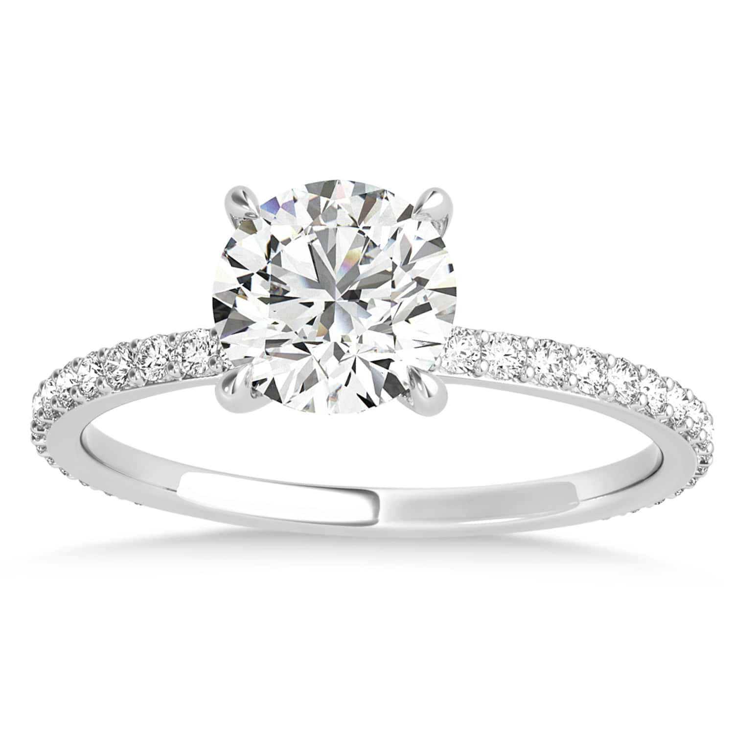 Round Lab Grown Diamond Hidden Halo Engagement Ring 14k White Gold (1.00ct)