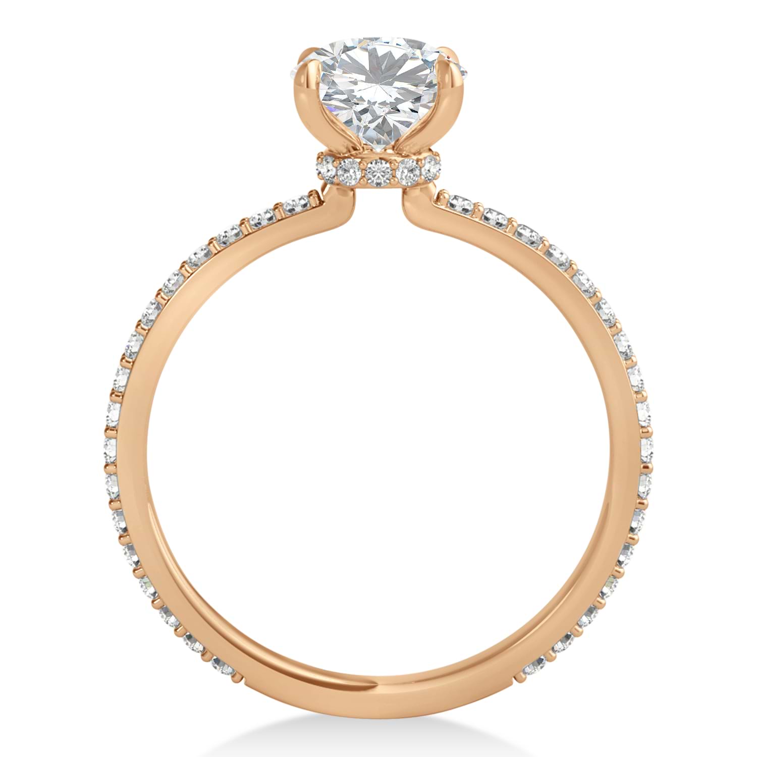 Round Lab Grown Diamond Hidden Halo Engagement Ring 18k Rose Gold (1.00ct)