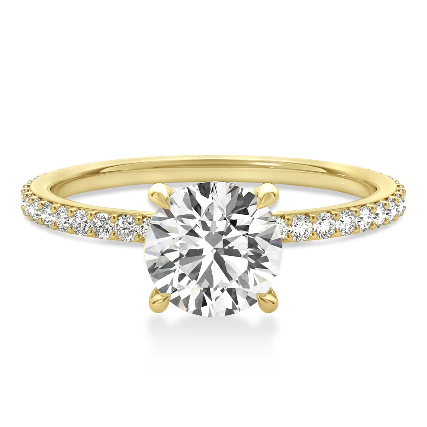 Round Lab Grown Diamond Hidden Halo Engagement Ring 18k Yellow Gold (1.50ct)