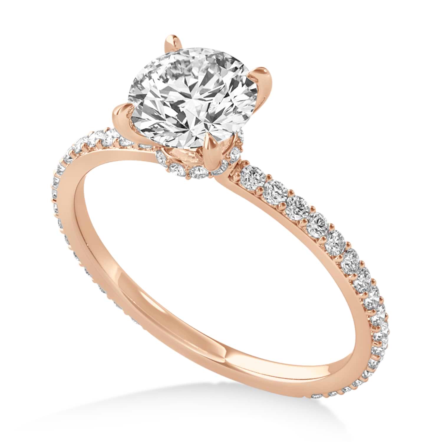 Round Lab Grown Diamond Hidden Halo Engagement Ring 14k Rose Gold (2.50ct)