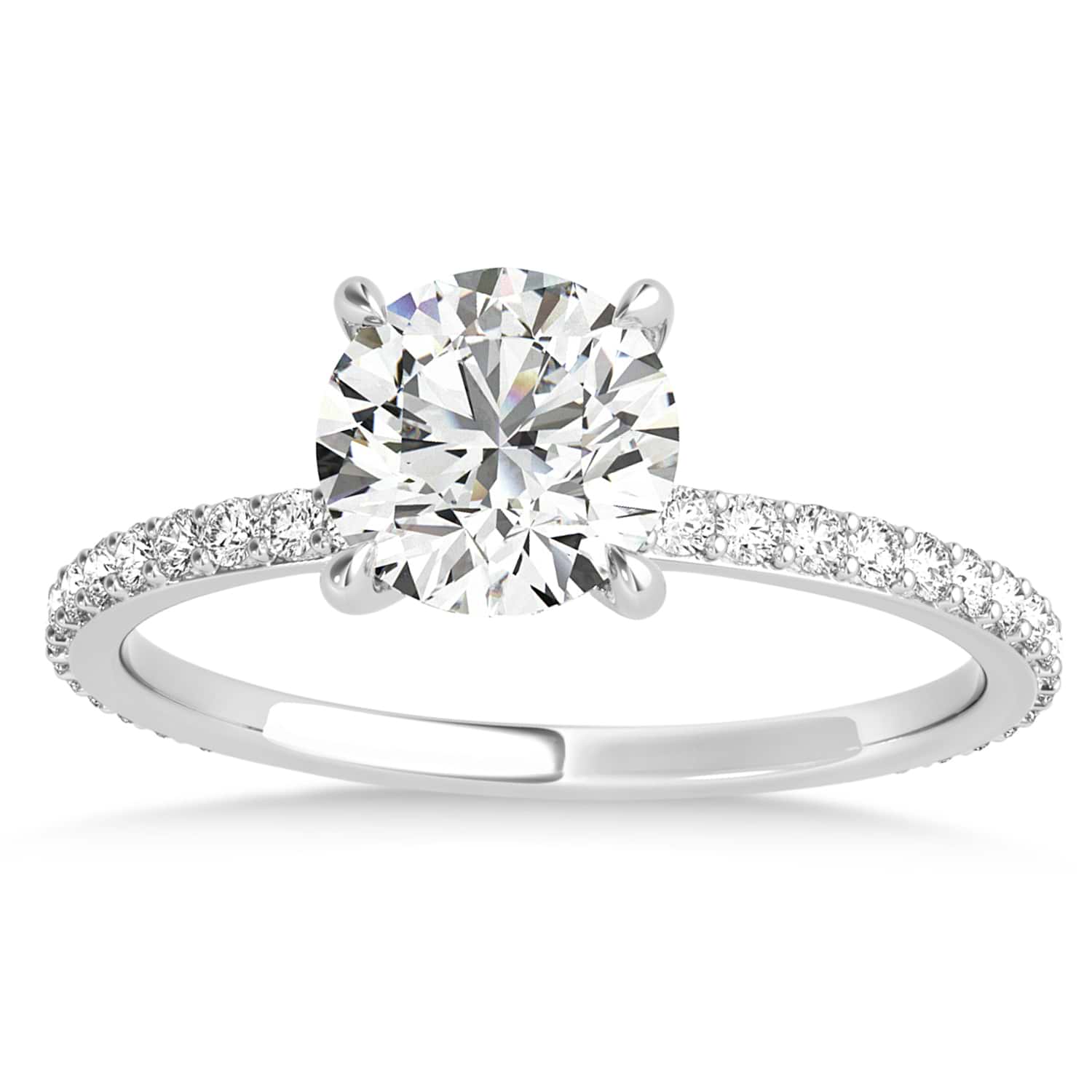 Round Lab Grown Diamond Hidden Halo Engagement Ring 14k White Gold (2.50ct)