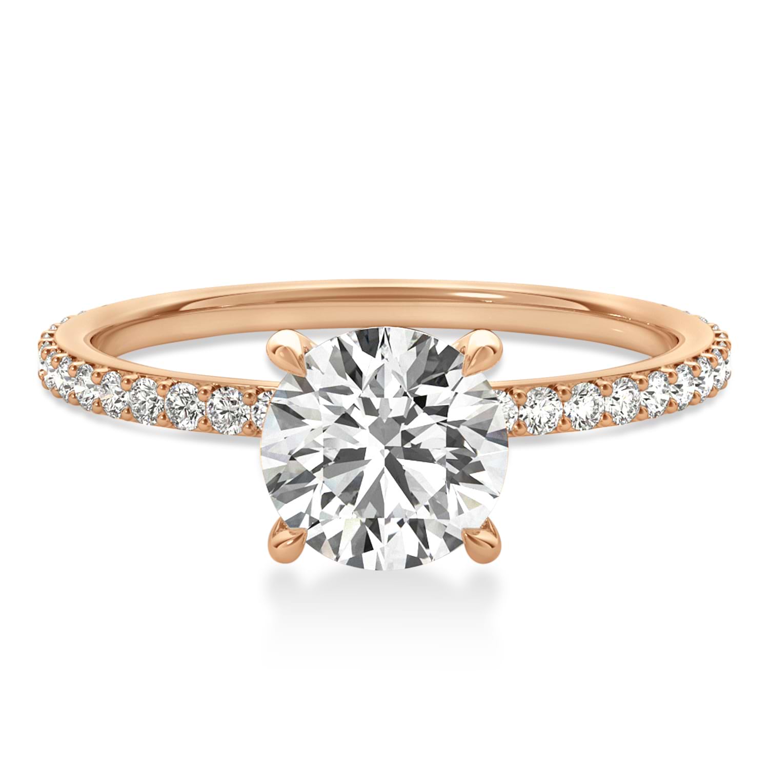 Round Lab Grown Diamond Hidden Halo Engagement Ring 18k Rose Gold (2.50ct)