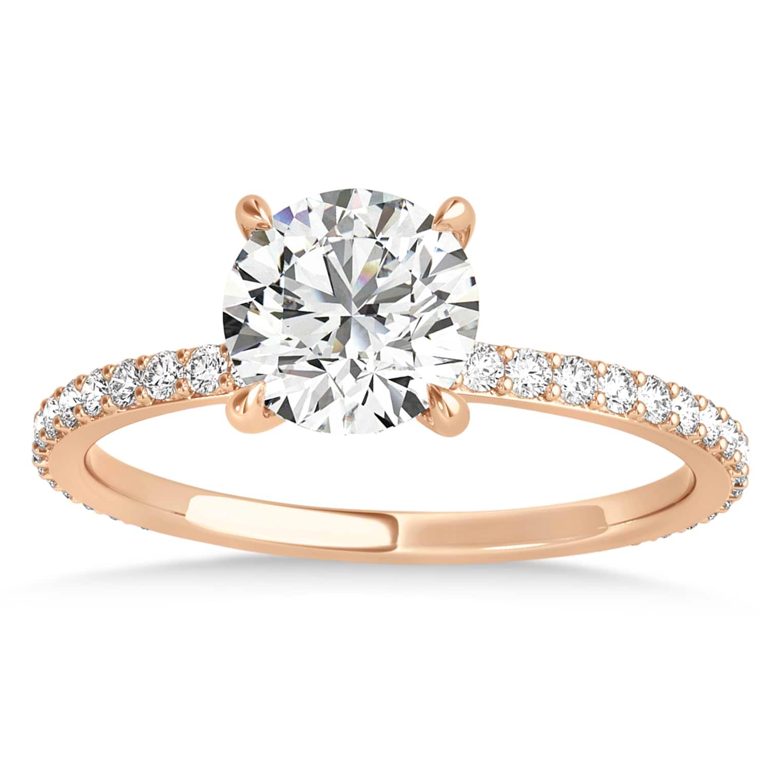 Round Lab Grown Diamond Hidden Halo Engagement Ring 18k Rose Gold (2.50ct)