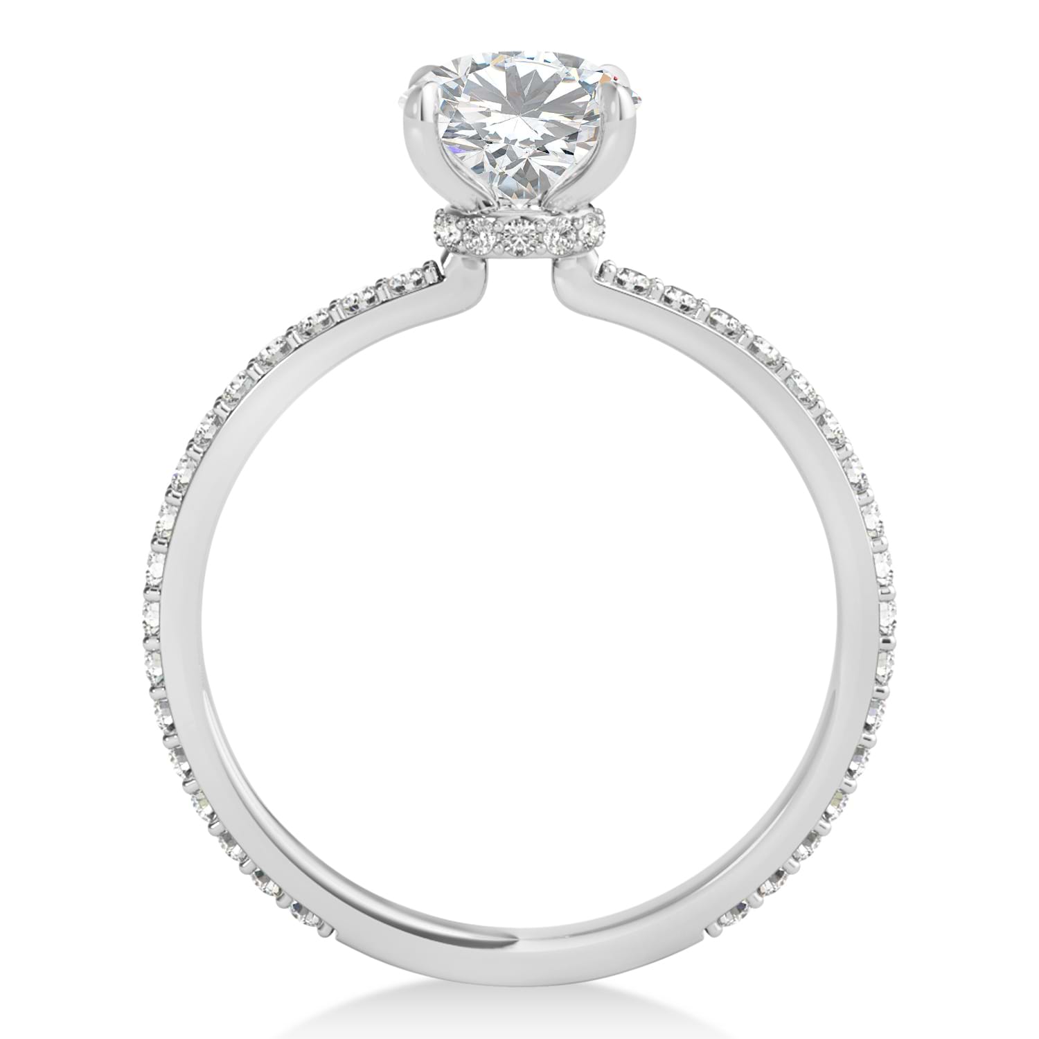 Round Lab Grown Diamond Hidden Halo Engagement Ring Palladium (2.50ct)