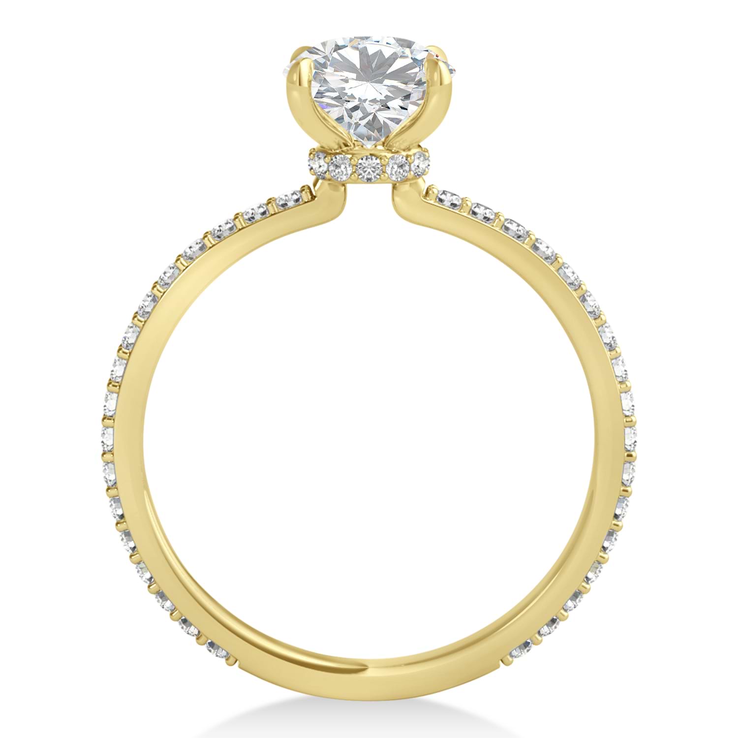 Round Lab Grown Diamond Hidden Halo Engagement Ring 18k Yellow Gold (3.00ct)
