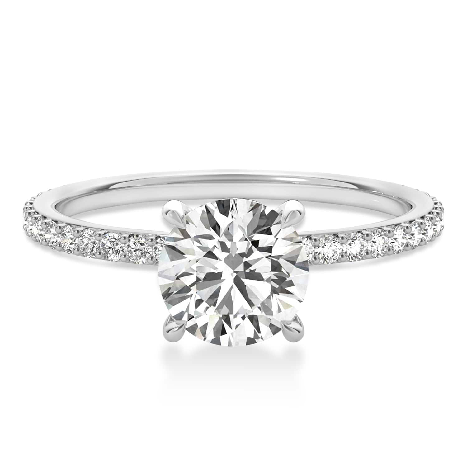 Round Lab Grown Diamond Hidden Halo Engagement Ring Palladium (3.00ct)
