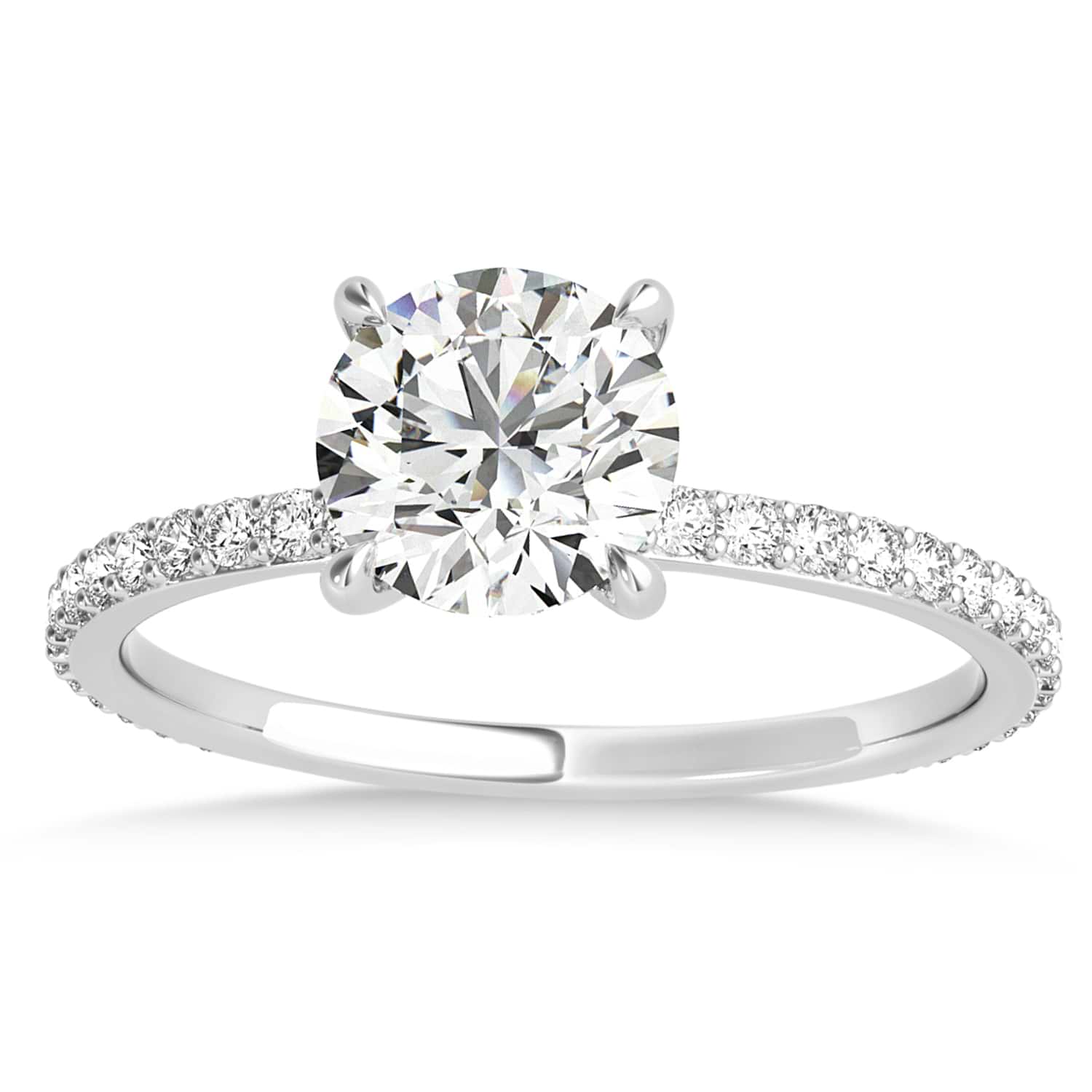 Round Lab Grown Diamond Hidden Halo Engagement Ring Palladium (3.00ct)