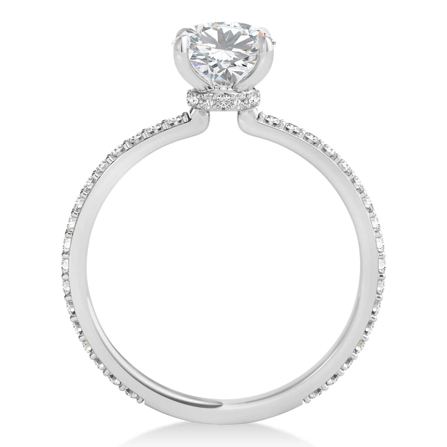 Round Lab Grown Diamond Hidden Halo Engagement Ring Platinum (3.00ct)