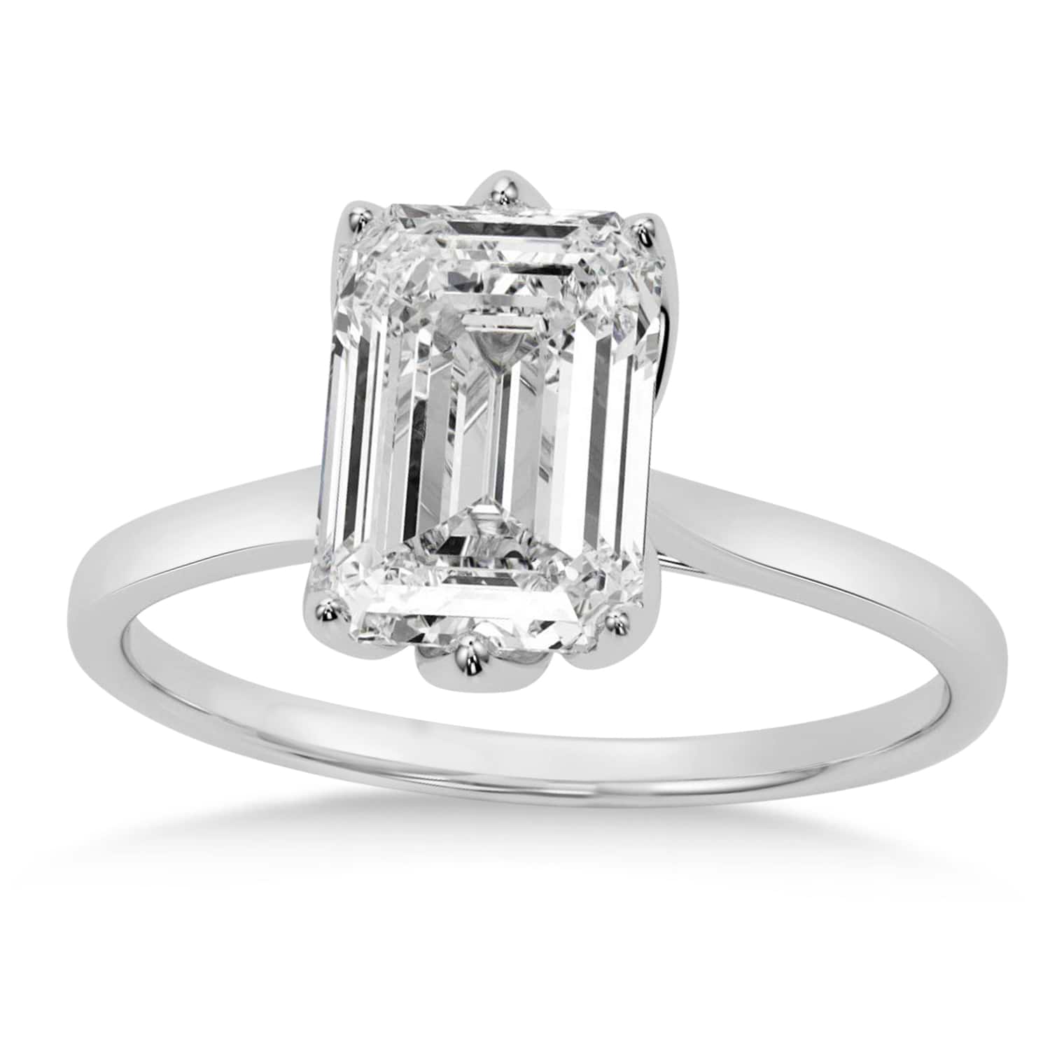 Solitaire Emerald Cut Engagement Ring 14k White Gold