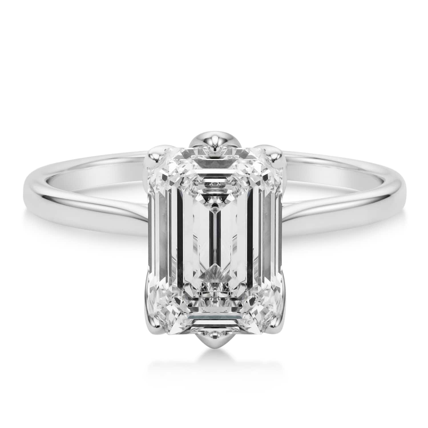 Solitaire Emerald Cut Engagement Ring 14k White Gold