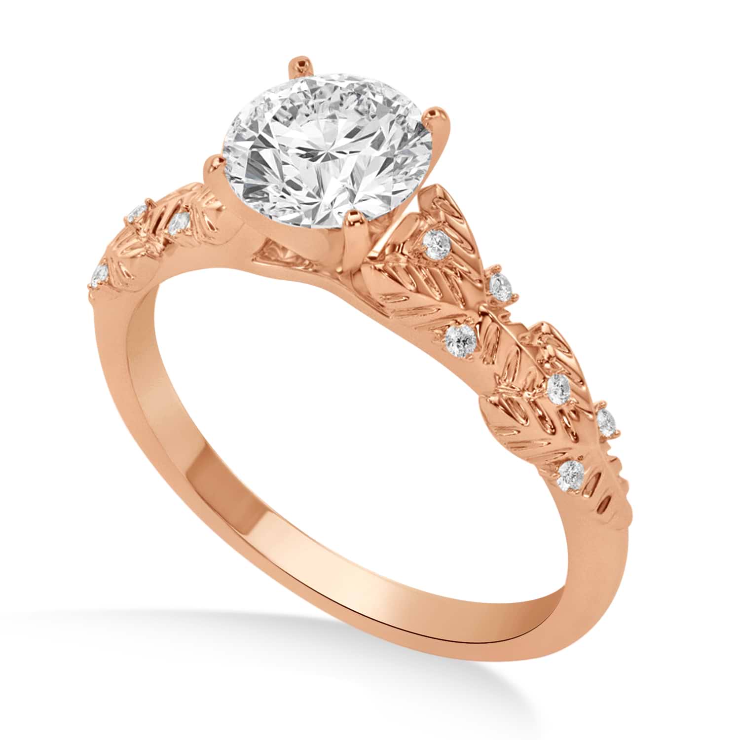 Lab Grown Diamond Floral Vine Engagement Ring 14k Rose Gold (0.05ct)