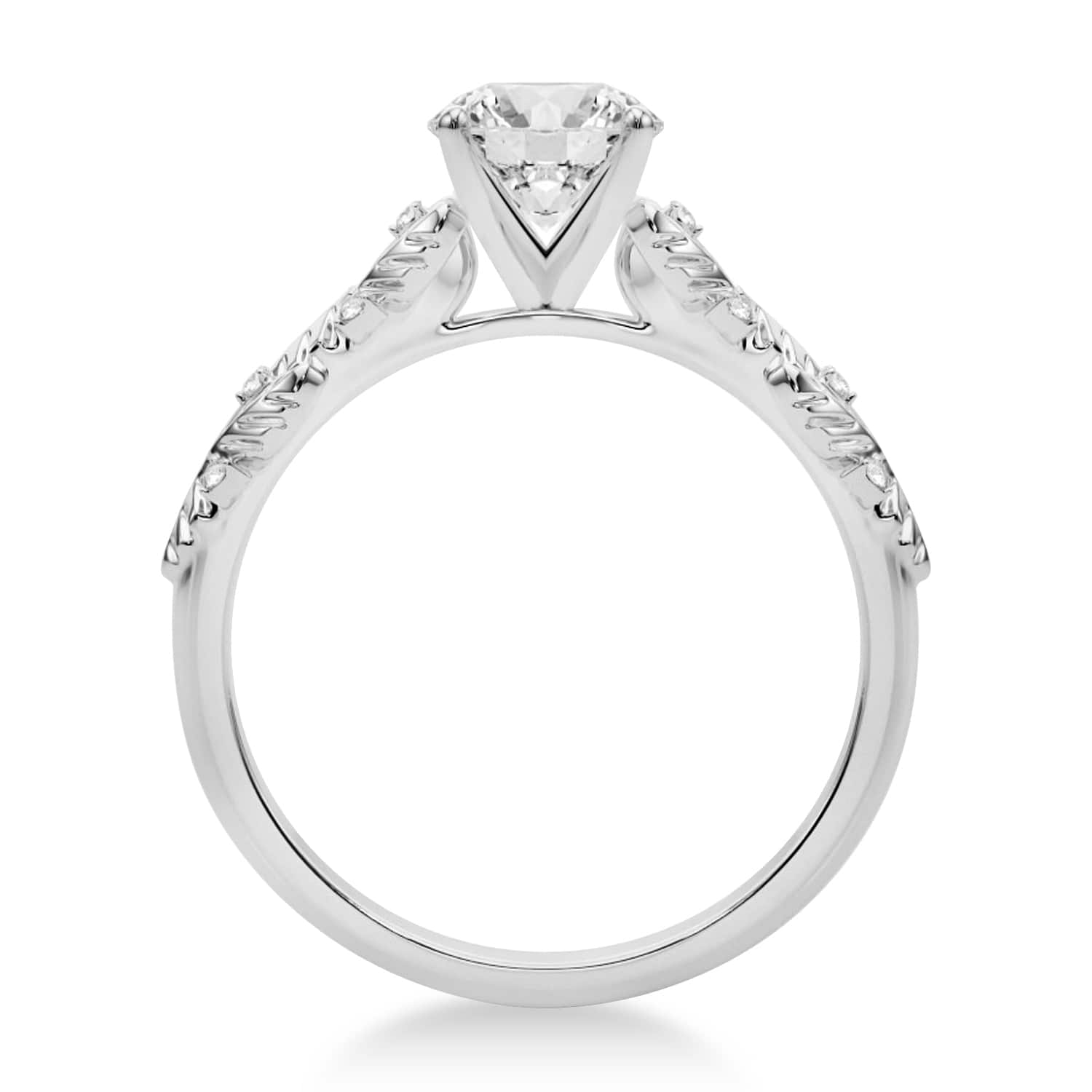 Lab Grown Diamond Floral Vine Engagement Ring 14k White Gold (0.05ct)