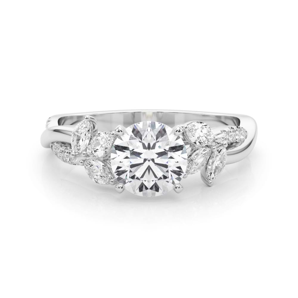 Diamond with Marquise Leaf Engagement Ring 18K White Gold (0.50ct)