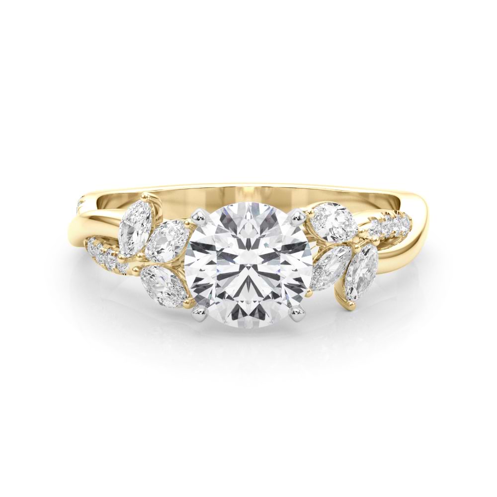 Diamond with Marquise Leaf Engagement Ring 18K Yellow Gold (0.50ct)